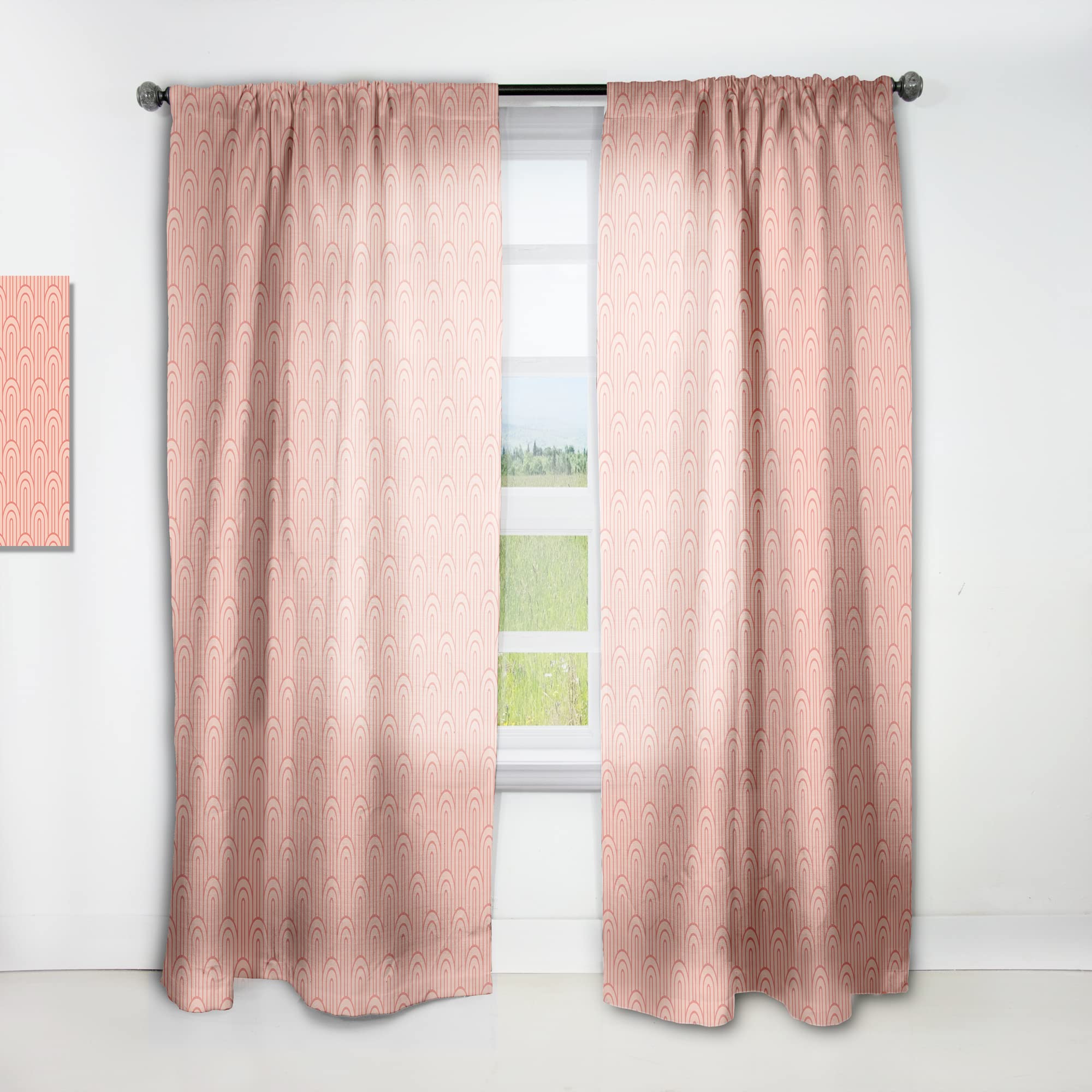 DesignQ Retro Art Deco Wave II Thermal Insulated Curtain Panel - 52x120 Inches - Blackout Drapes for Bedroom & Living Room - Perfect for Home Theater, Nursery & Noise Reduction