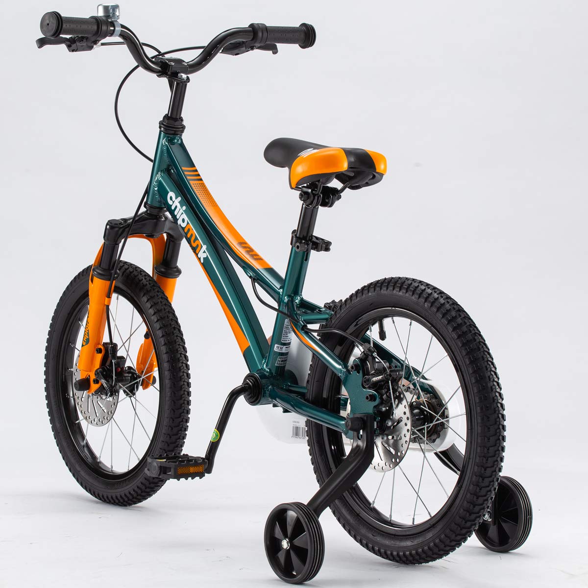RoyalBaby Chipmunk Explorer 16 Inch Kids Bike with Dual Disc Brakes, Training Wheels, Kickstand & Bell - Complete Bike Tool Kit Included - Perfect Bicycle Gift for Boys & Girls Ages 4-8 Years Old - Ideal for Neighborhood Rides, Park Adventures & Learning to Cycle