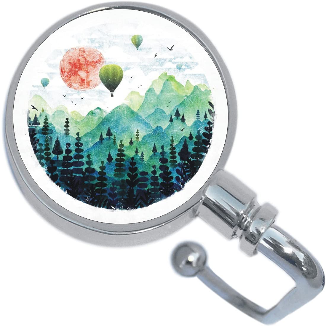 NewCharms Mountains Hot Air Balloons Purse Hanger - Cute Bag Hook for Women, Fashion Accessories for Handbags, Backpacks & Shopping Carts - Perfect for Travel, Parties & Everyday Use