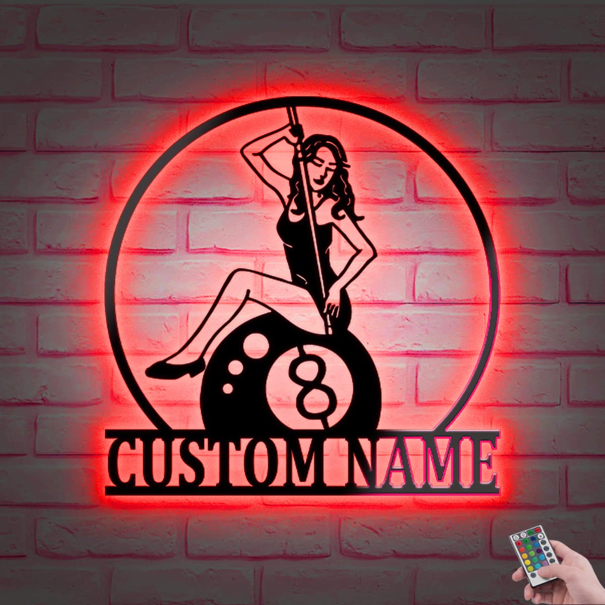 Custom Billiards V1 LED Metal Wall Decor - Personalized Pool Player Name Sign - 24 Inch Billiards Wall Art with Lights - Perfect for Game Rooms, Man Caves & Sports Bars
