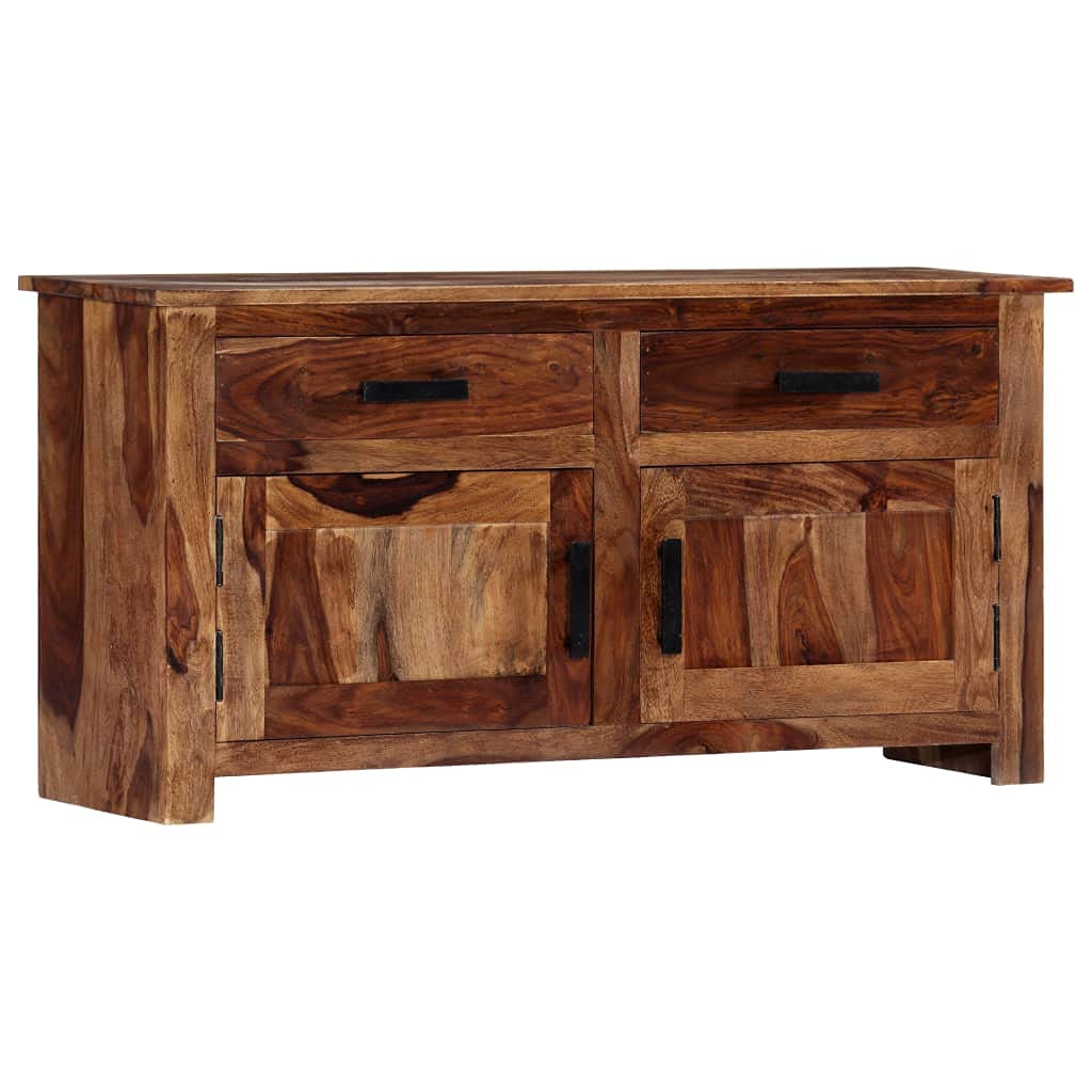 Makastle Solid Sheesham Wood Sideboard - 2 Doors & 2 Drawers Storage Cabinet, TV Stand, Cupboard for Living Room, Bedroom, Hallway - 39.3