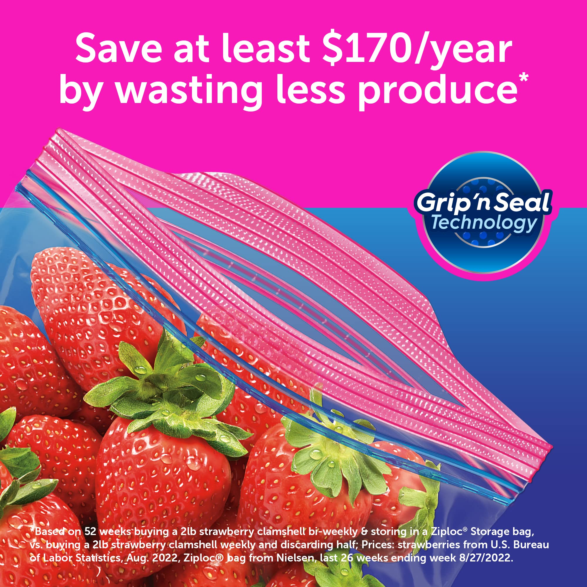 Ziploc 2 Gallon Food Storage Bags with Grip 'n Seal Technology - 36 Count for Easy Grip, Open & Close | Perfect for Freezer, Meal Prep & Leftovers Storage