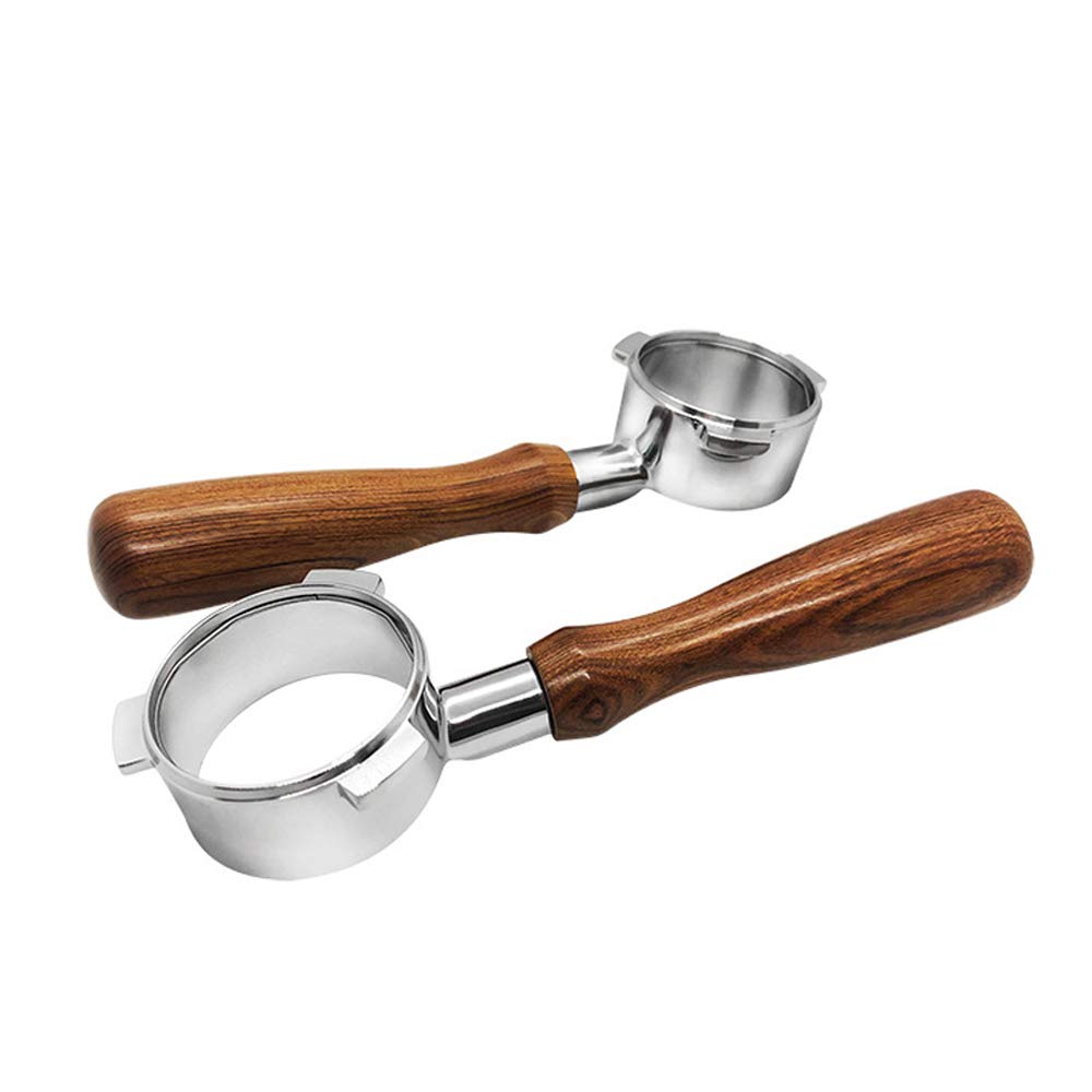 54mm Stainless Steel Portafilter with Wooden Handle - Compatible with Breville 8 Series Coffee Machines for Professional Brewing