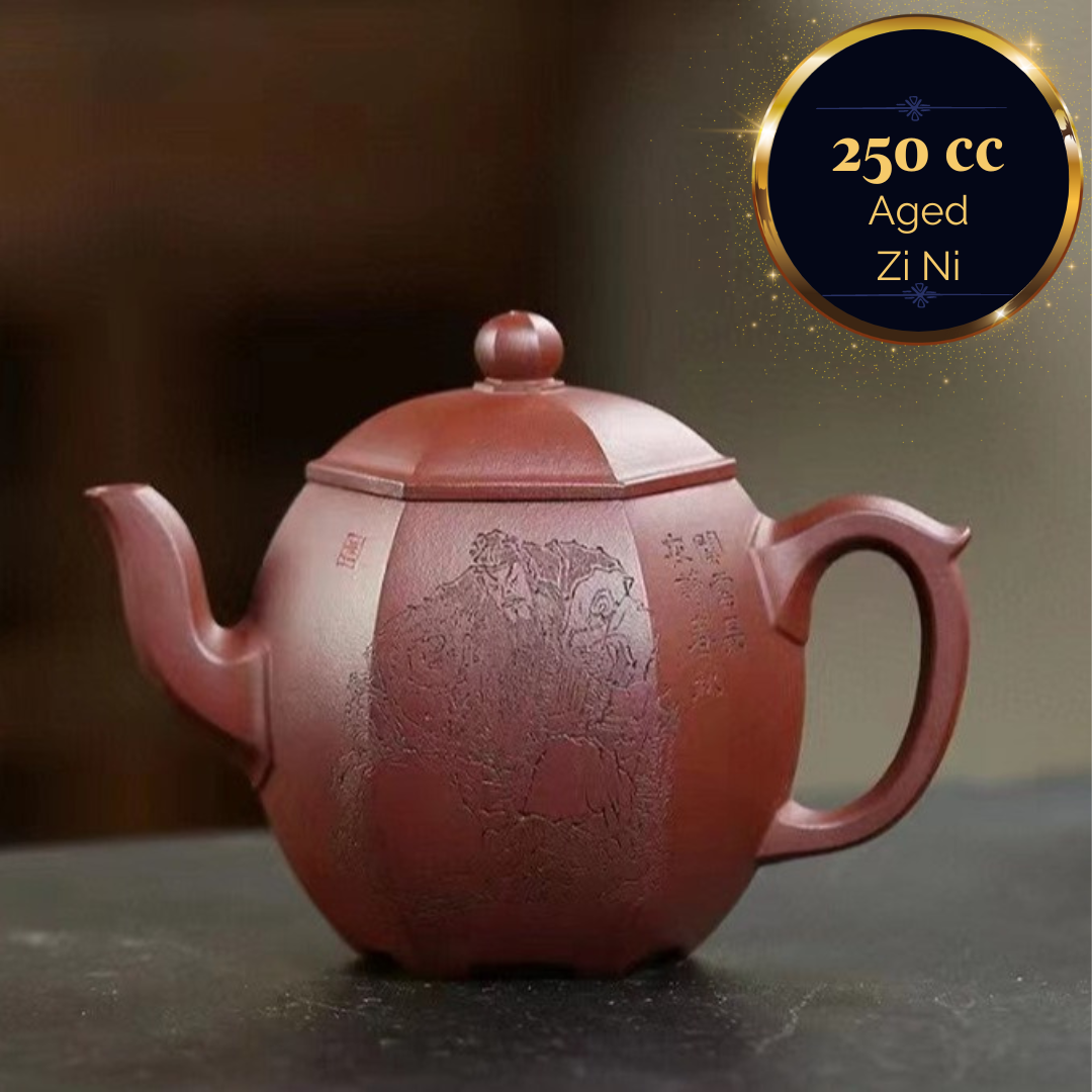 Handcrafted Zisha Teapot - Liu Fang Long Dan (Six-Sided Dragon Egg) by Master Artist Mu Ming Long (Level 2, 2019) - Premium Lao Zi Ni Clay - Perfect for Chinese Tea Ceremony, Gongfu Tea, and Collectors