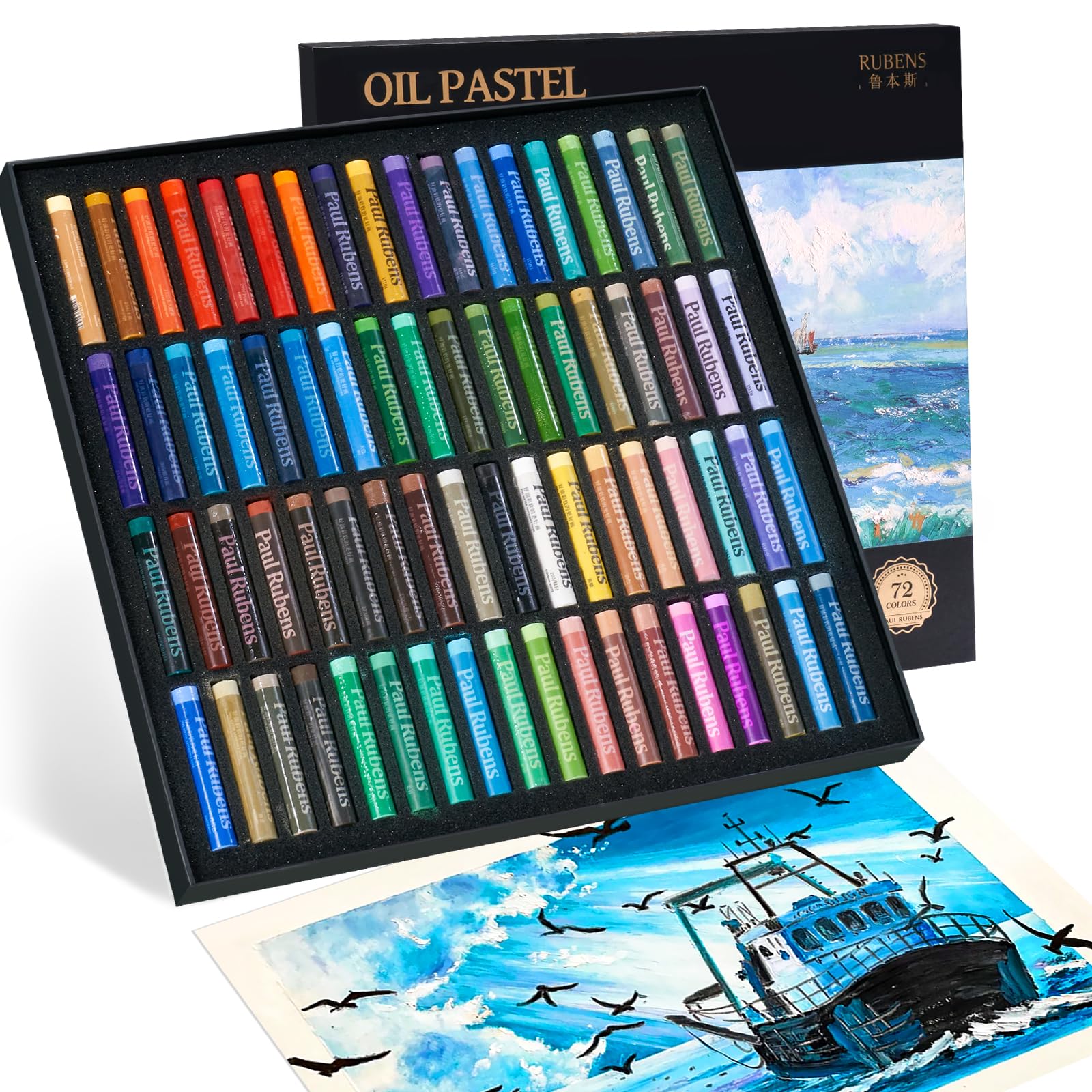 Paul Rubens 72 Colors Artist Soft Oil Pastel Set - Vibrant & Creamy Landscape Oil Pastels for Sketching, Decorative Painting & Oil Painting Effects | Perfect for Professional Artists, Students & DIY Craft Projects