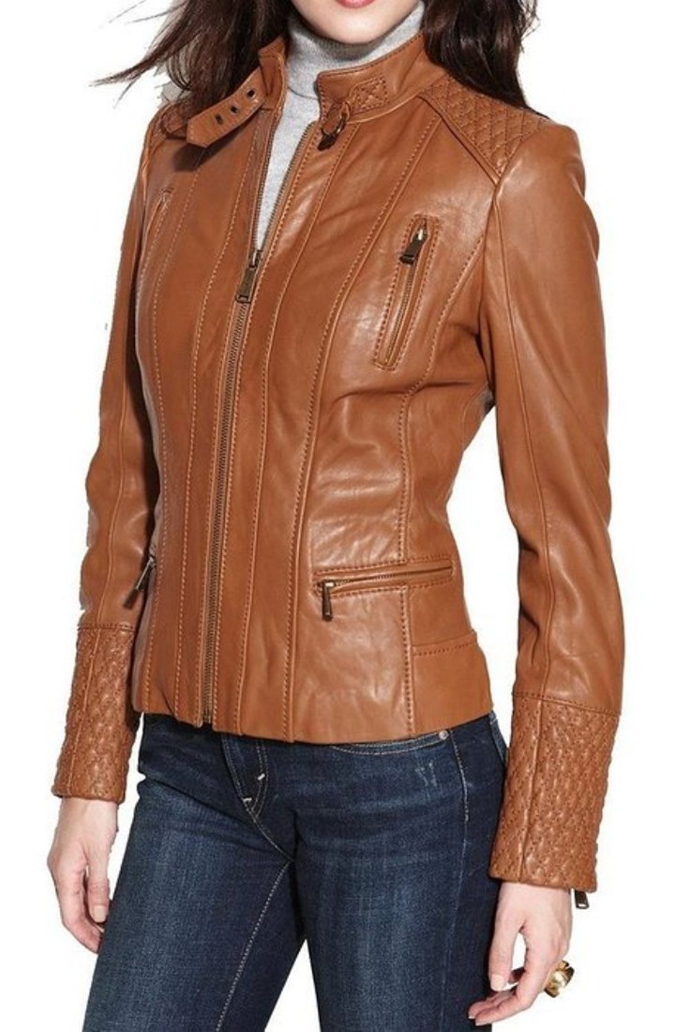 Premium Genuine Leather Jacket for Women - Cognac Brown, Stylish & Durable Outerwear for Fall & Winter Fashion | Perfect for Casual Outings, Date Nights & Travel