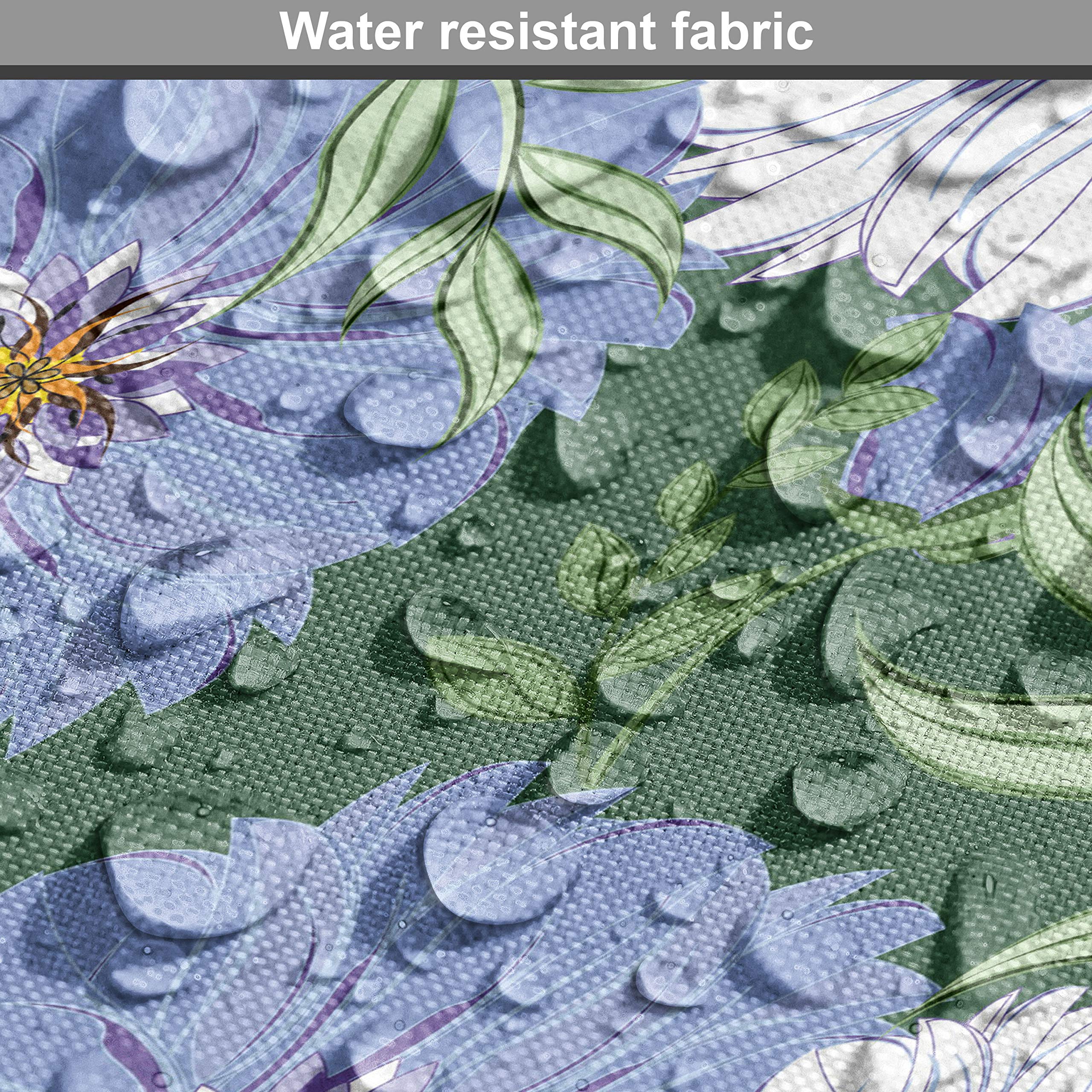 Ambesonne Floral Fabric by The Yard - Ceil Blue & White Meadow Flowers with Fern Green Leaves | Spring Garden Decorative Fabric for Upholstery, DIY Home Decor, Curtains & Table Runners | Perfect for Living Room, Bedroom & Craft Projects