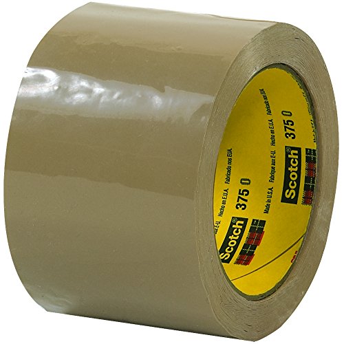 3M Scotch 375 High Performance Packing Tape, 3 Inch x 55 Yards, 3.1 Mil Thick, Tan - Heavy Duty Moving, Shipping & Packaging Tape (6 Rolls) - Ideal for Box Sealing, Storage & Secure Shipping