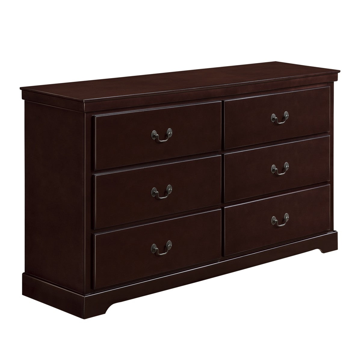 Stylish Cherry Wood 6-Drawer Dresser with Satin Nickel Handles - Perfect for Bedroom Storage & Organization