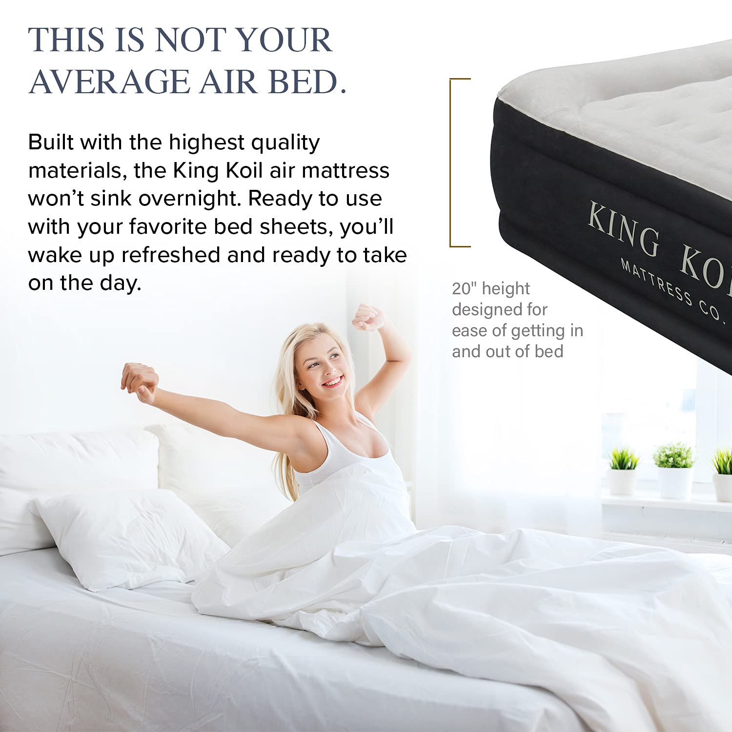 **King Koil Luxury Twin Air Mattress with Built-in Pump - 20