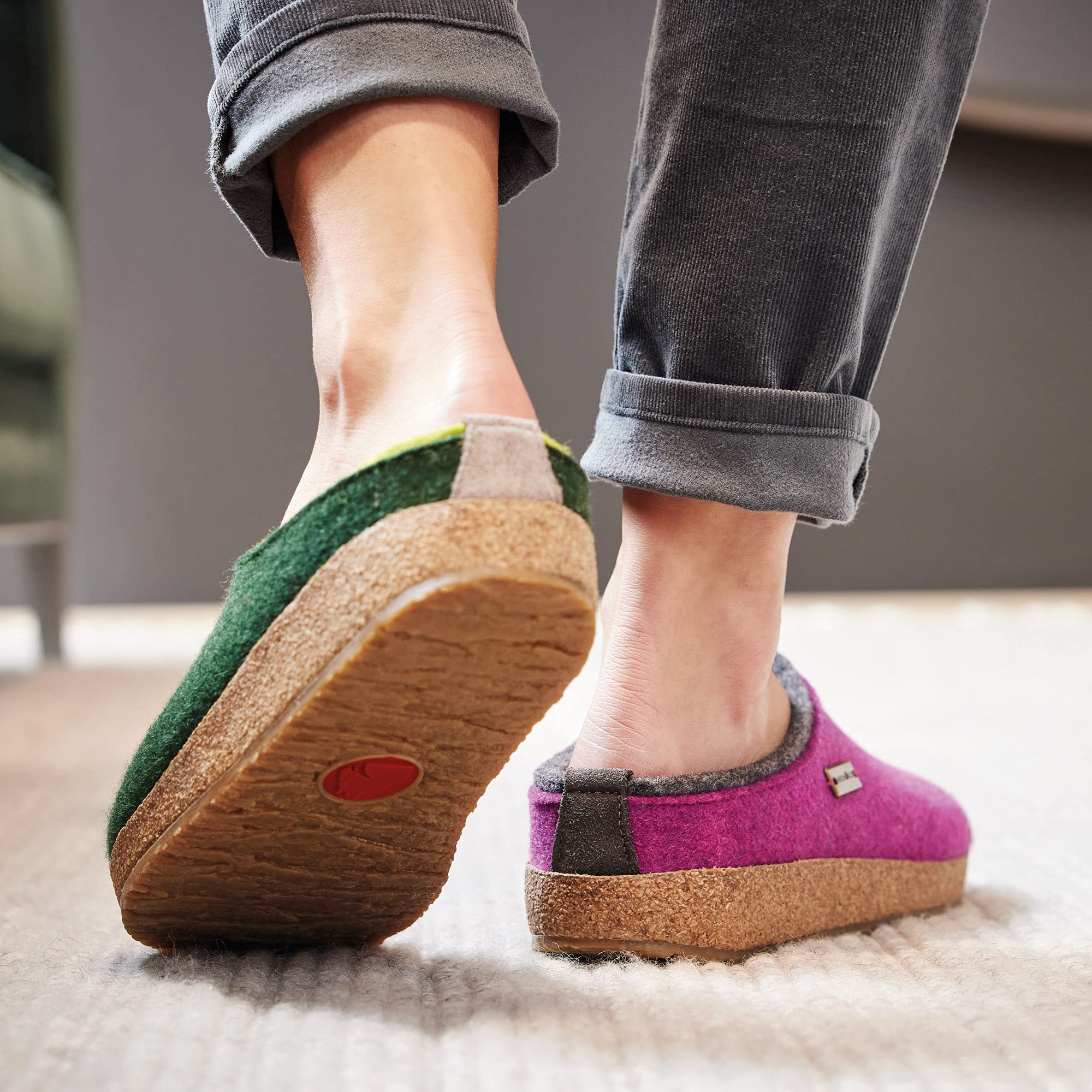 HAFLINGER Unisex Open Back Slippers for Men & Women - Soft Wool Comfort House Shoes for Indoor & Outdoor Use - Perfect for Relaxing at Home, Lounging, and Quick Errands