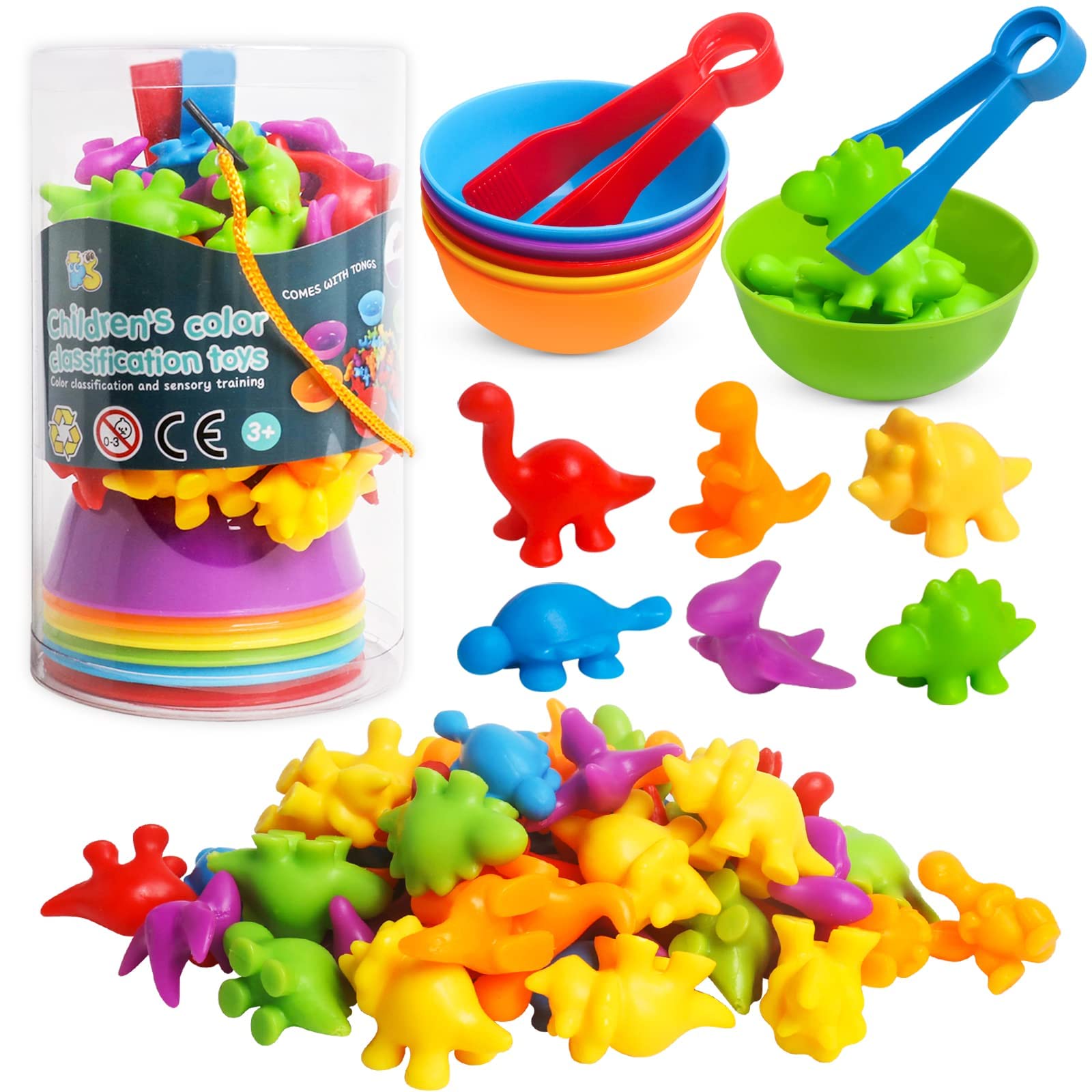Montessori Counting Dinosaur Toys for Kids Ages 3-5 | STEM Learning Toys with Sorting Bowls | Preschool Educational Math Games for Boys & Girls | Perfect for Classroom, Homeschool & Birthday Gifts