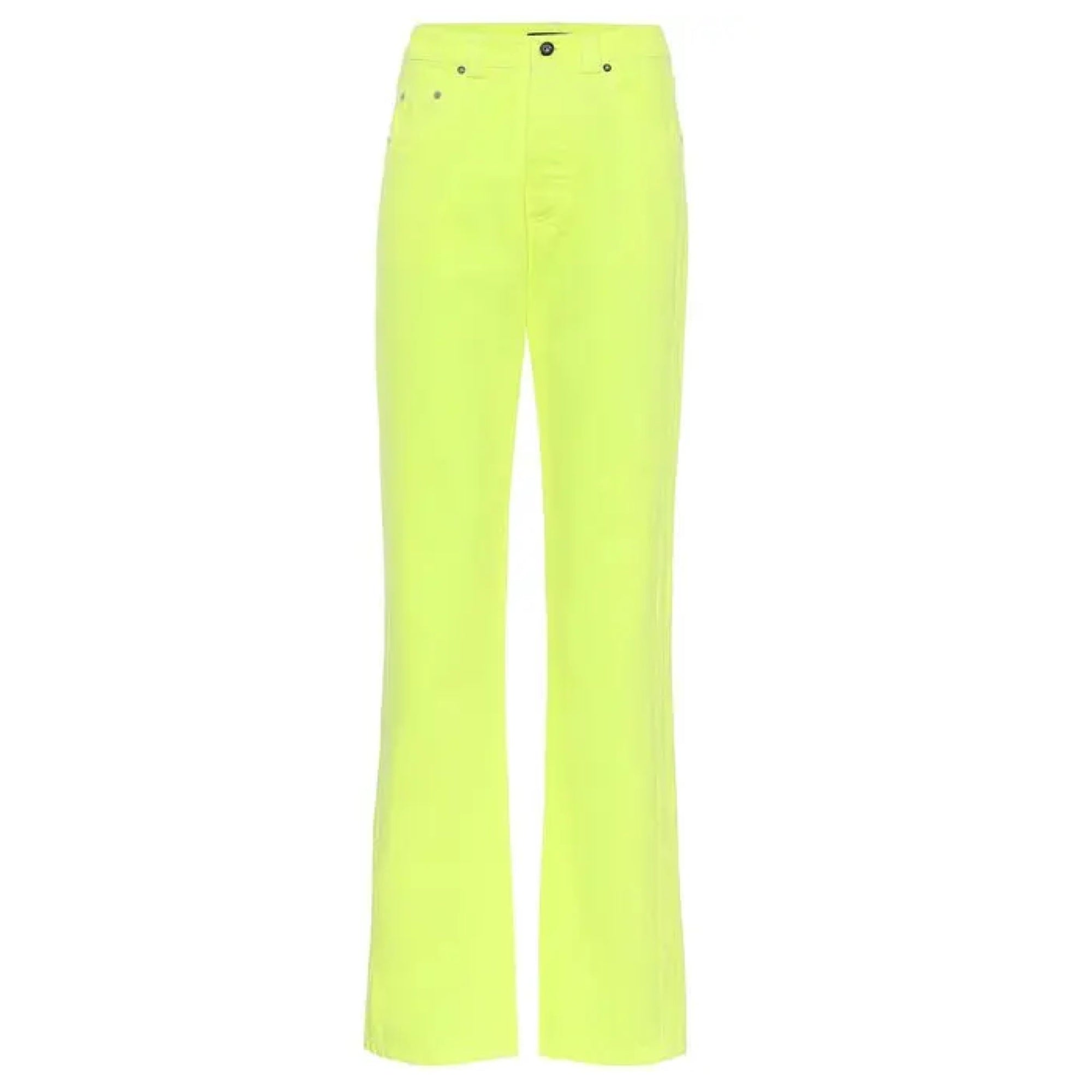 Kwaiden Editions Acid Green High Rise Straight Leg Jeans for Women - Trendy Vintage Denim Pants for Casual Outfits & Streetwear Fashion