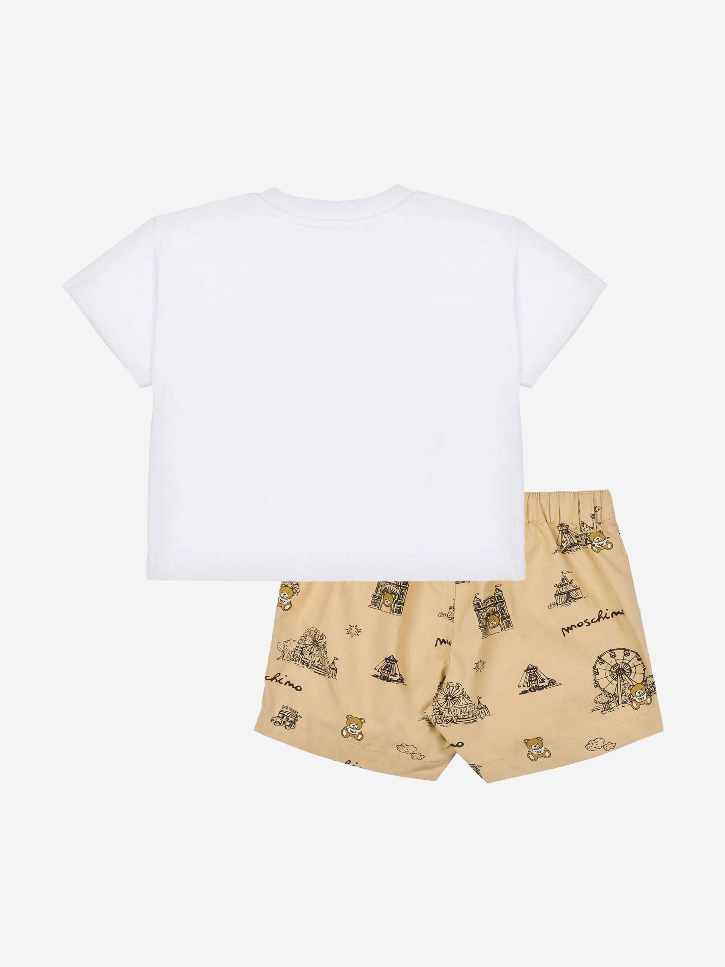 Adorable Baby Boys Teddy Bear Short Set in Soft Beige - Perfect for Playtime, Photo Shoots & Casual Outings