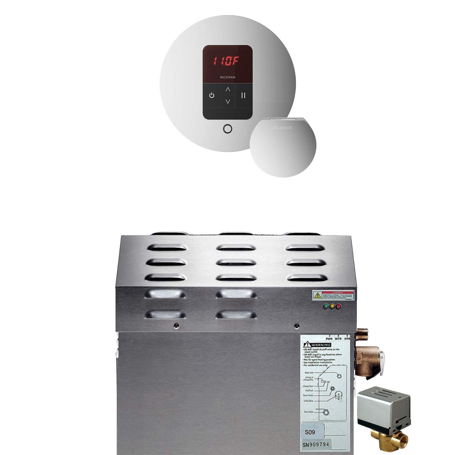 Mr Steam MS-Super3-E Steam Bath Generator in Polished Nickel Finish - Up to 675 Cubic Feet | Luxury Home Spa System for Relaxation & Wellness