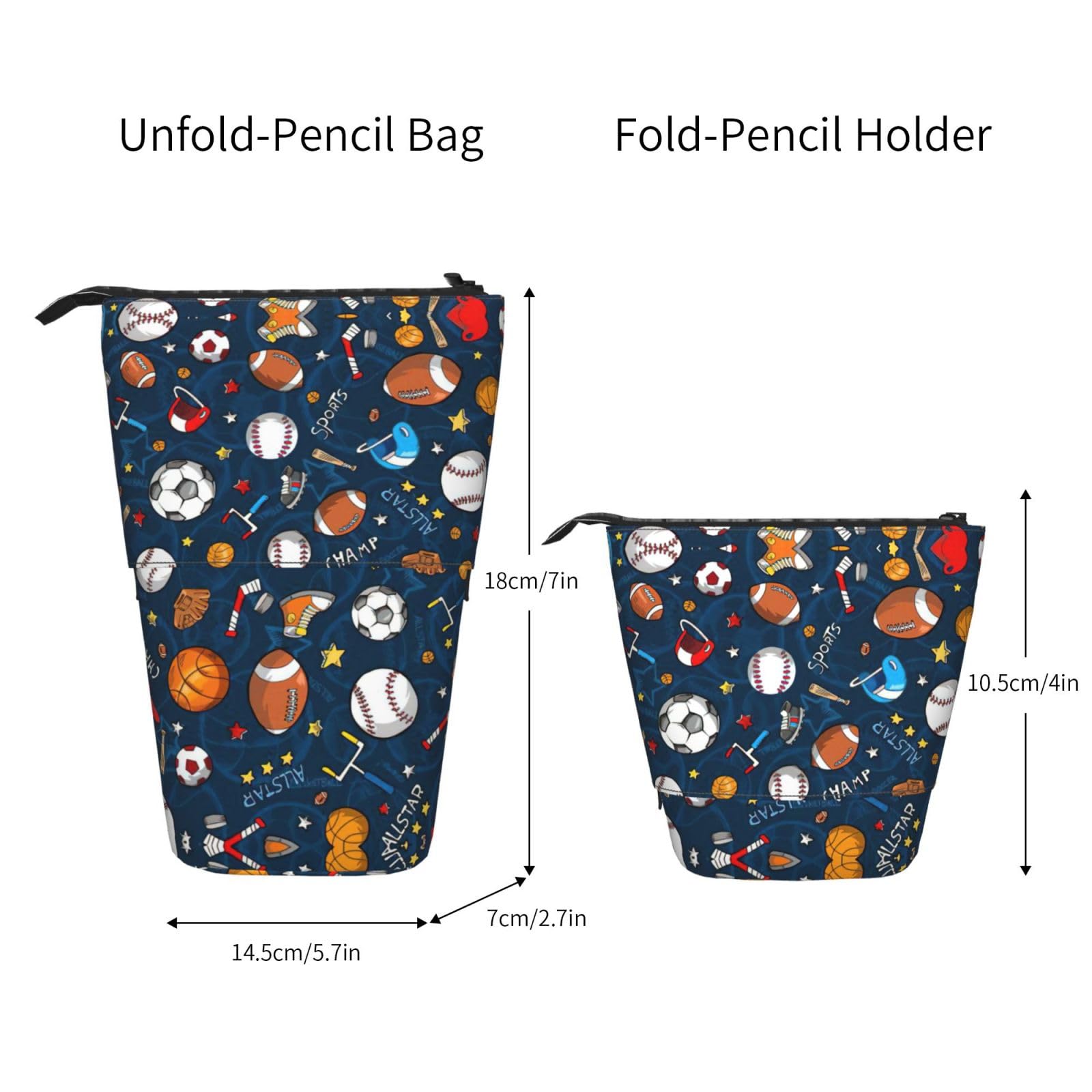 DRTGEDS Expandable Pen Pouch Holder - Multi-Sport Stationery Organizer for Baseball, Basketball, Football & Hockey Fans - Perfect Pencil Case, Makeup Bag & School Supply Organizer for Students, Office & Travel Use