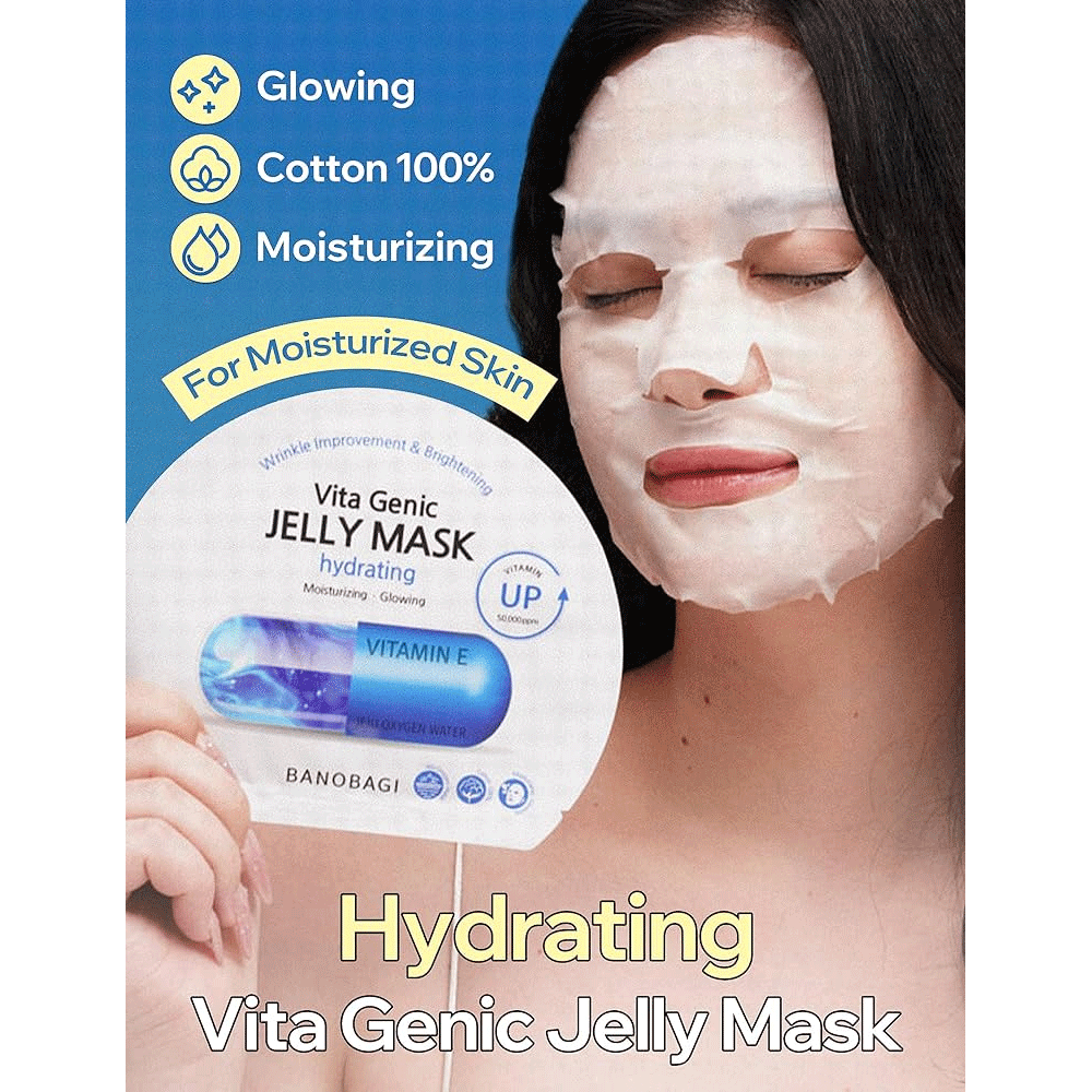 BANOBAGI Vita Genic Hydrating Jelly Mask - 30g x 10 Sheets | Korean Skincare for Dry Skin, Moisturizing Face Mask for Daily Use & Spa Night Routine