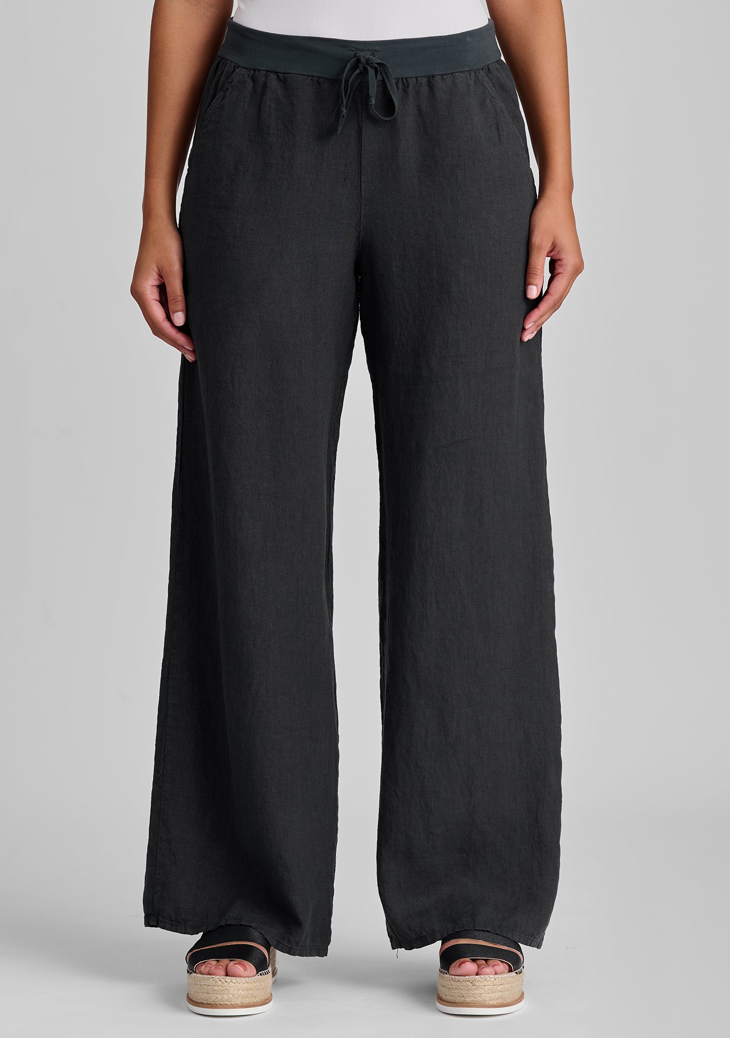 Linen Drawstring Pants for Women - Comfortable Flat Iron Pants with Elastic Waist - Casual Summer Lounge Pants for Travel, Yoga, and Home Wear
