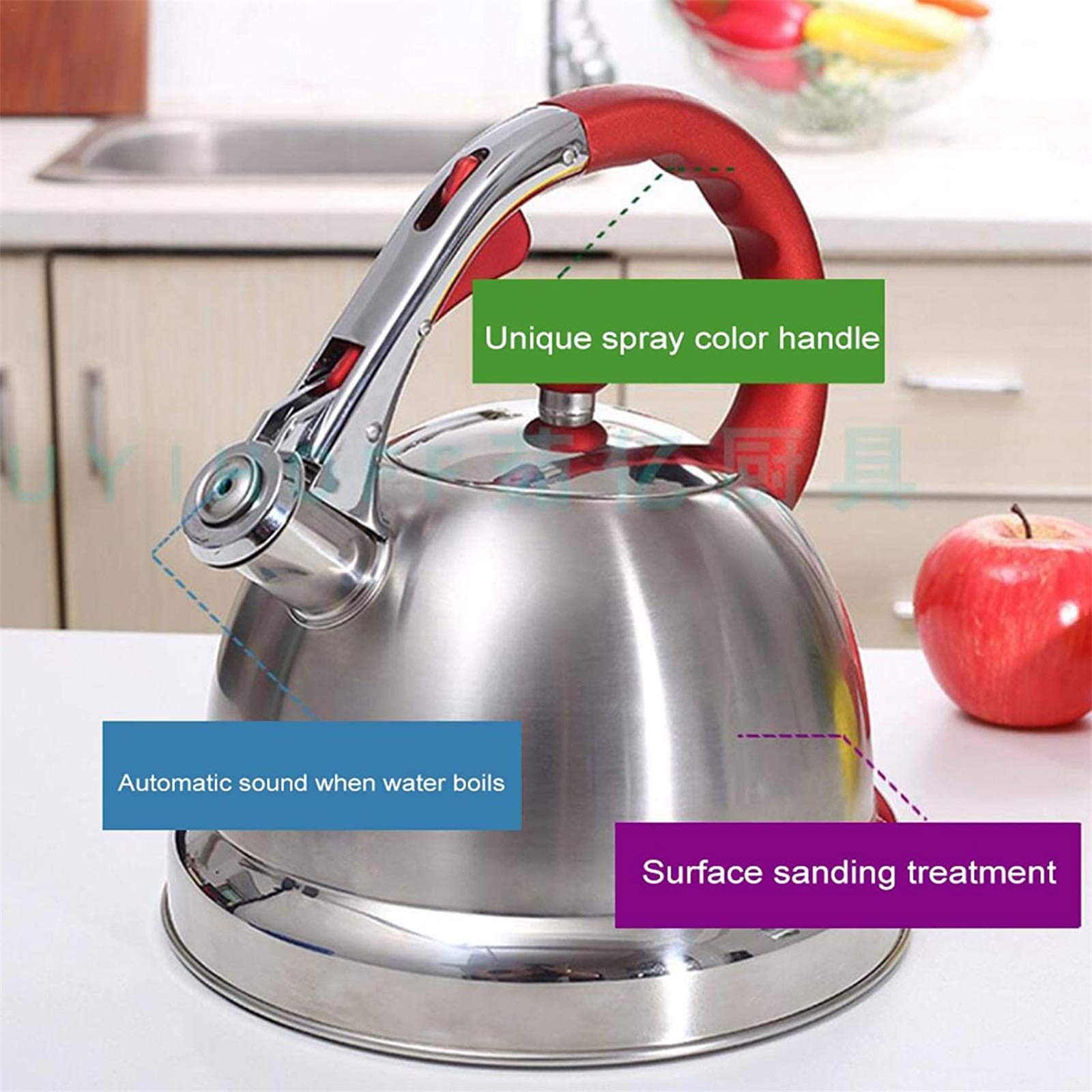 Premium Stainless Steel Whistling Tea Kettle with Elegant Flute Spout - Perfect for Stovetop Brewing, Home Kitchen & Gift Giving