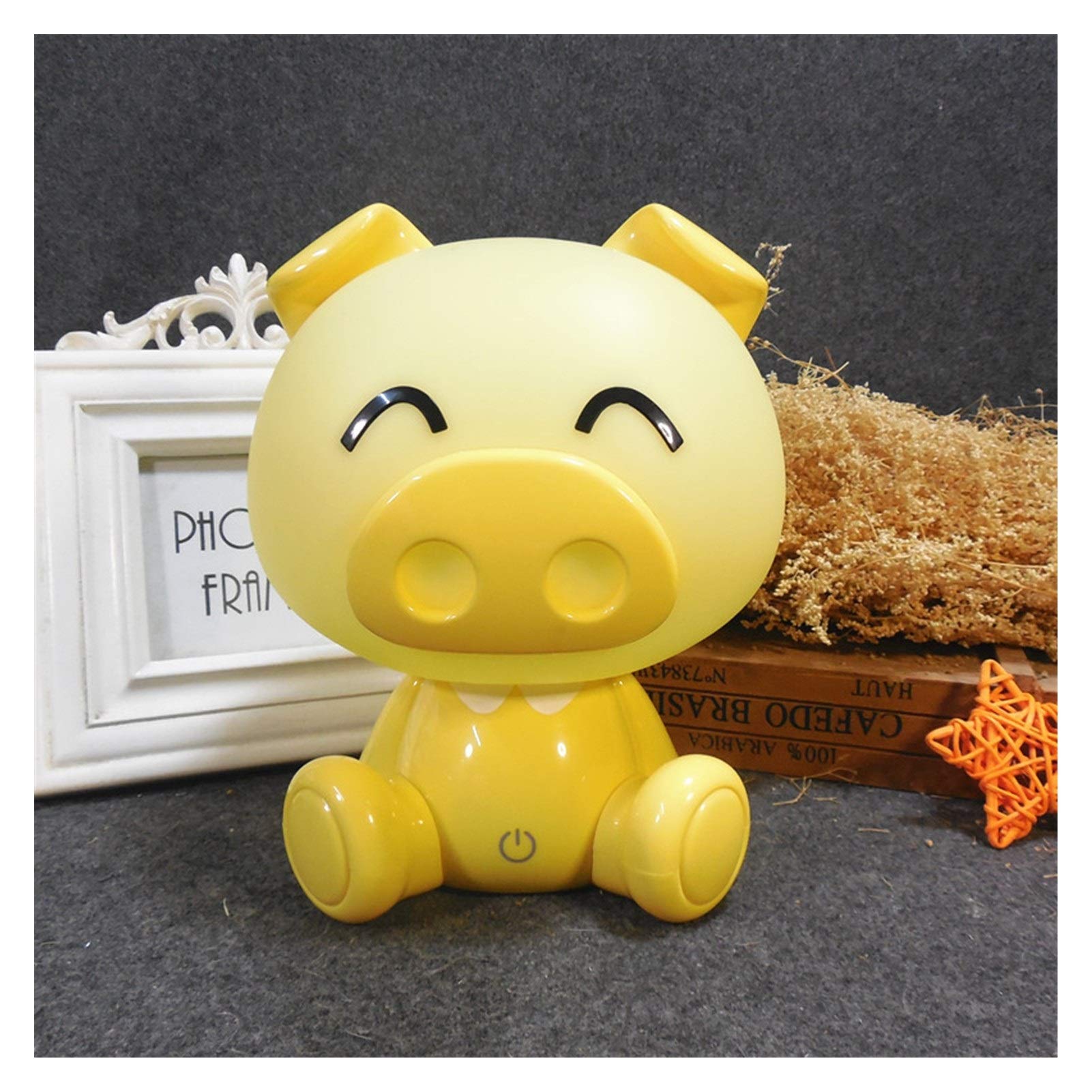 Cartoon Animal Night Light - Rabbit, Pig & Bear Shape LED Table Lamp for Kids, Baby Nursery, Bedroom Decor - Plug-in USB Nightlight (Yellow Pig, EU Plug) | Perfect for Bedtime Stories, Soothing Nighttime Comfort & Safe Sleep Aid