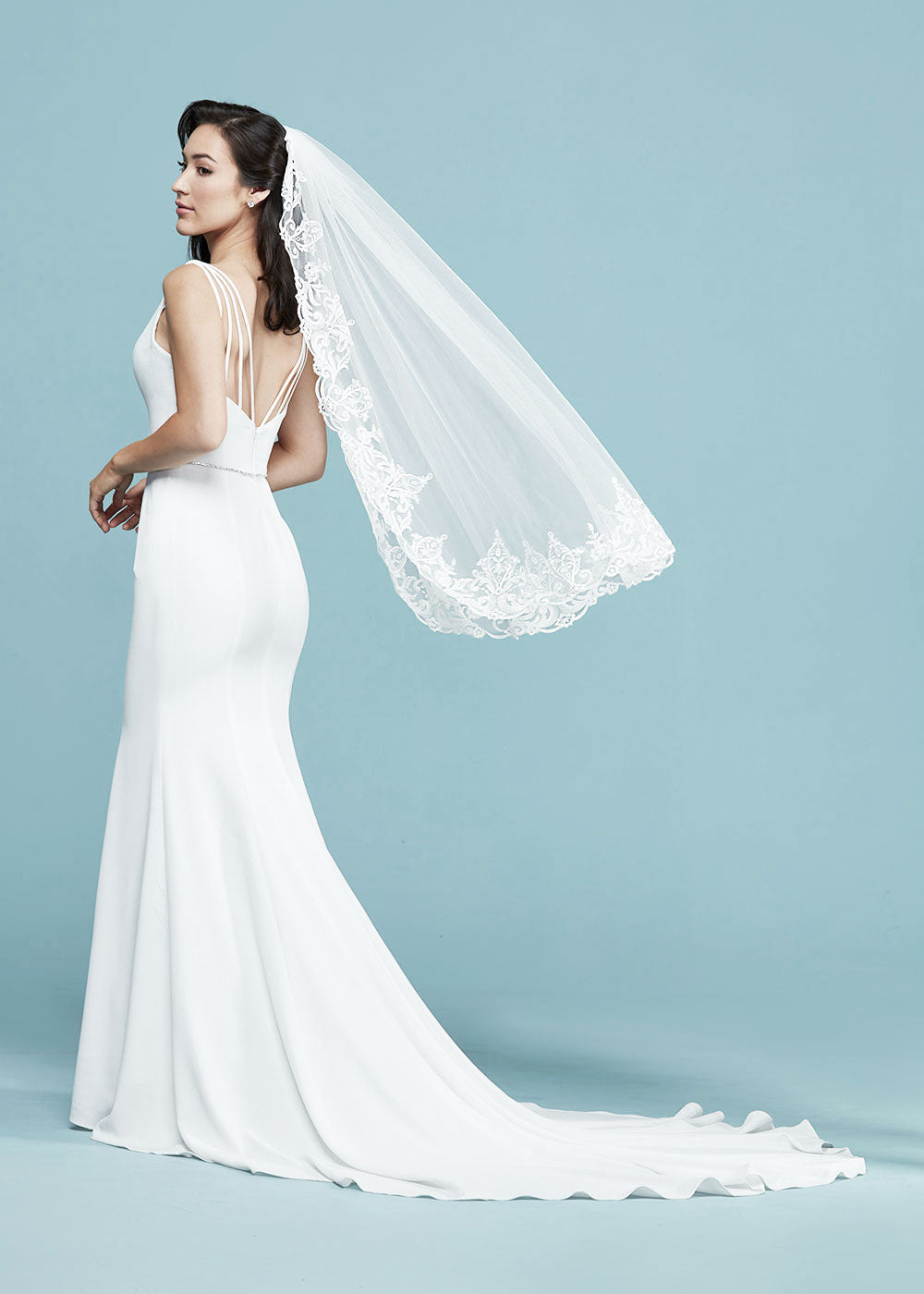 Emilia Veil - Elegant Lace Wedding Veil for Brides | Perfect for Church Ceremonies, Beach Weddings & Photo Shoots