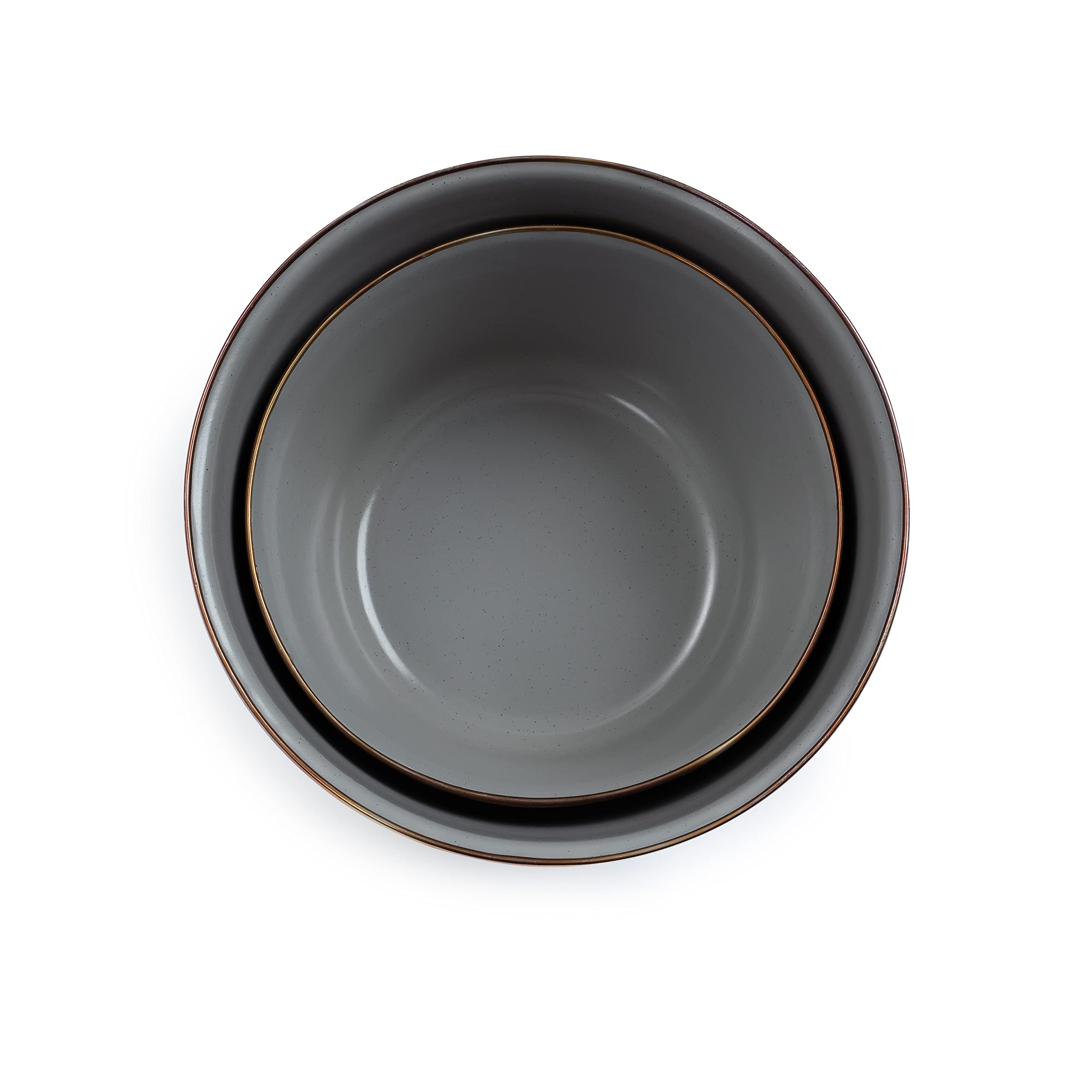 Barebones Enamel Mixing Bowl Set - 3-Piece Stainless Steel Mixing Bowls for Baking, Salad, Serving & Camping - Durable Kitchen & Outdoor Dishes (Slate Gray) - Perfect for Home Cooking, Picnics & Camping Trips