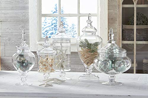 K&K Interiors 5-Piece Glass Storage Jars with Airtight Lids - Clear Kitchen Canisters for Flour, Sugar, Coffee & Pantry Organization - Perfect for Home, Office & Gift Giving