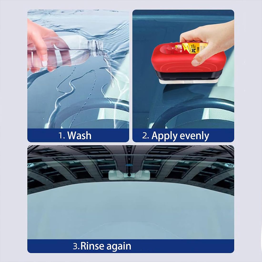 Upgraded Automotive Oil Film Cleaning Brush - 2Pcs All-in-One Glass Oil Film Remover & Anti-Rain Fog Cleaner for Cars, Trucks, SUVs & All Vehicles - Perfect for Windshield, Headlights & Side Mirrors Cleaning