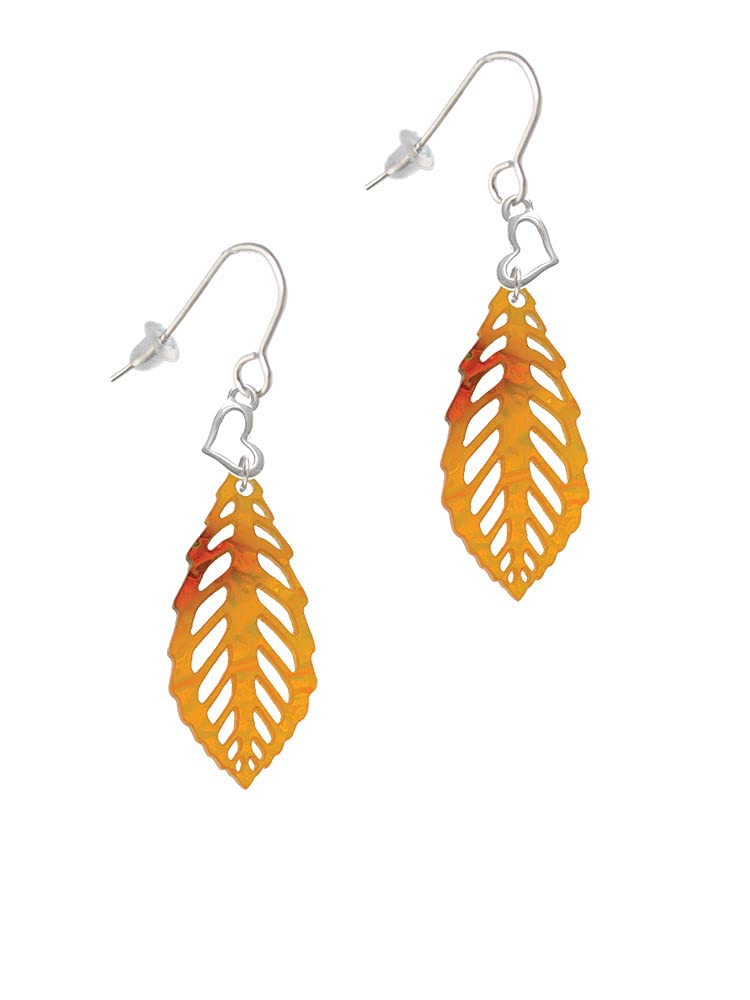 Acrylic Leaf & Heart French Earrings - Elegant Jewelry for Daily Wear