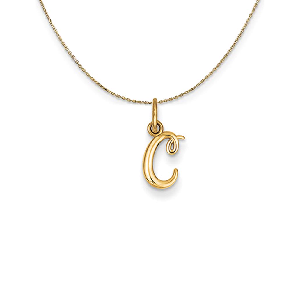 14k Gold Initial C Necklace - Elegant Black Bow Jewelry for Gifting