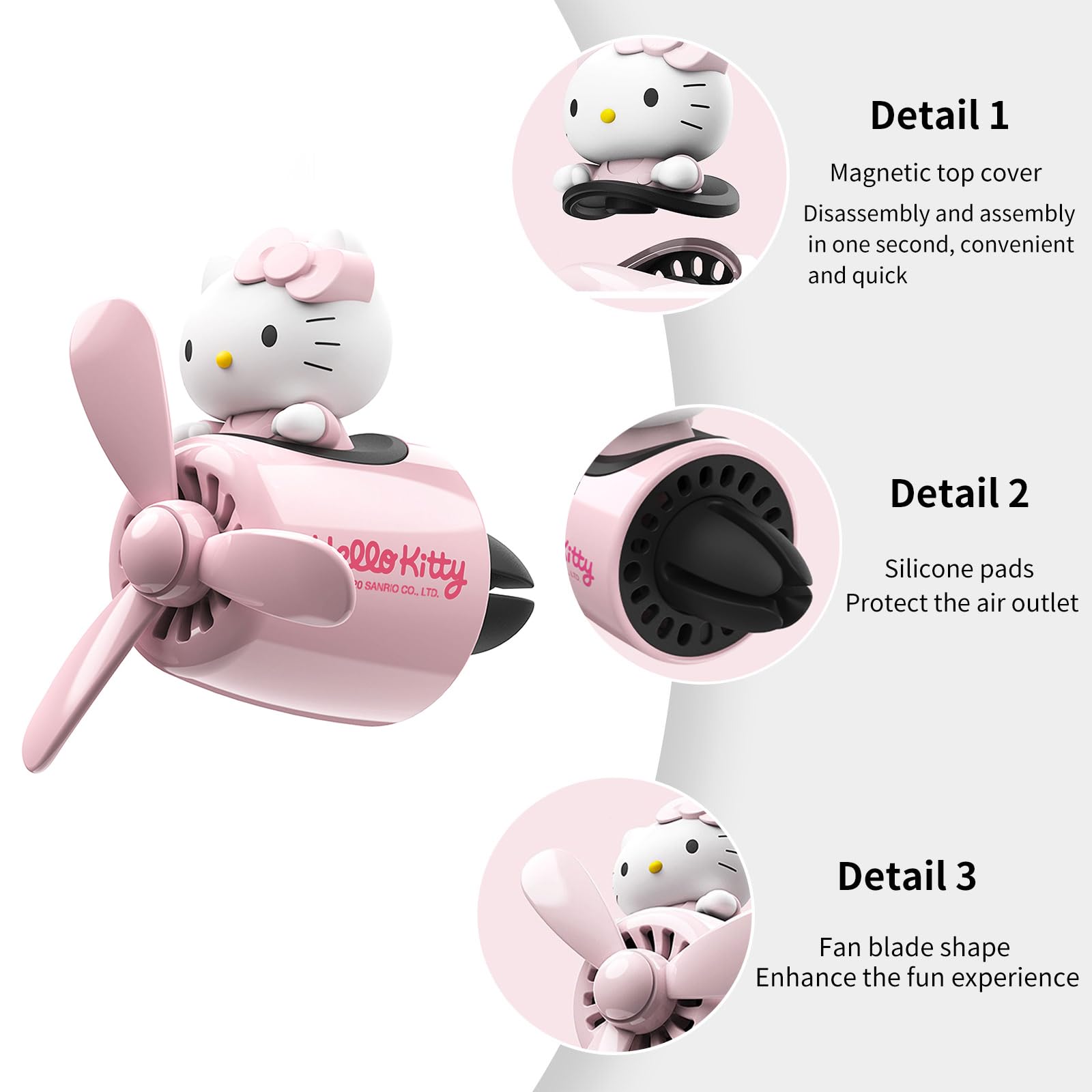 Cute Pink Cat Pilot Car Air Freshener with Rotating Propeller - Vent Clip Interior Accessory for Automotive Air Outlet - Creative Cartoon Air Freshener for Cars, Trucks & SUVs - Perfect for Daily Commute, Road Trips & Gifts (Pink)