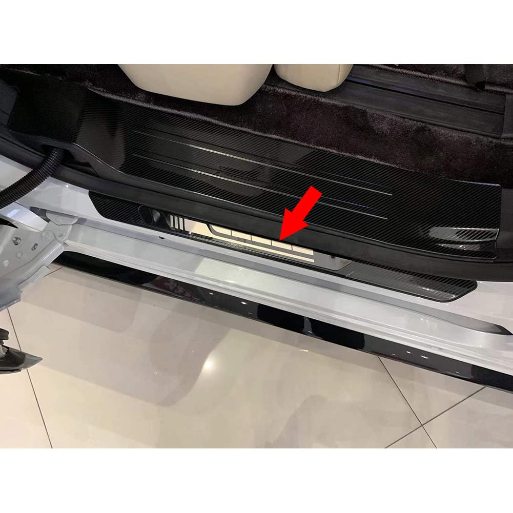 Beautost Stainless Steel Outside Door Sill Scuff Plate Guard Cover Trim for Toyota Sienna 2021-2025 - Carbon Fiber Black | Durable Protection & Stylish Upgrade for Car Exterior