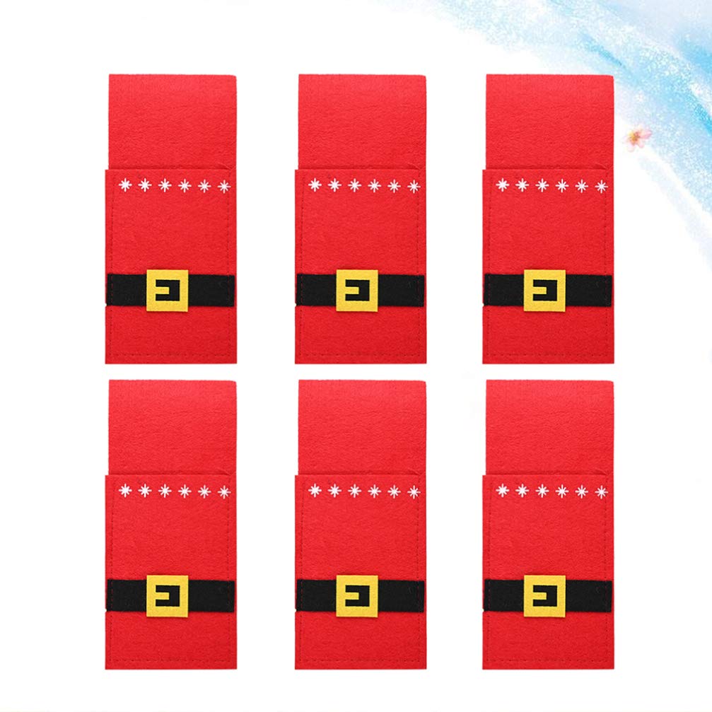 6-Piece Santa Claus Cutlery Bags Set - Christmas Silverware Holders & Tableware Organizers for Dining Table Decor, Holiday Party Centerpieces - Perfect for Christmas Dinner, Family Gatherings & Festive Celebrations