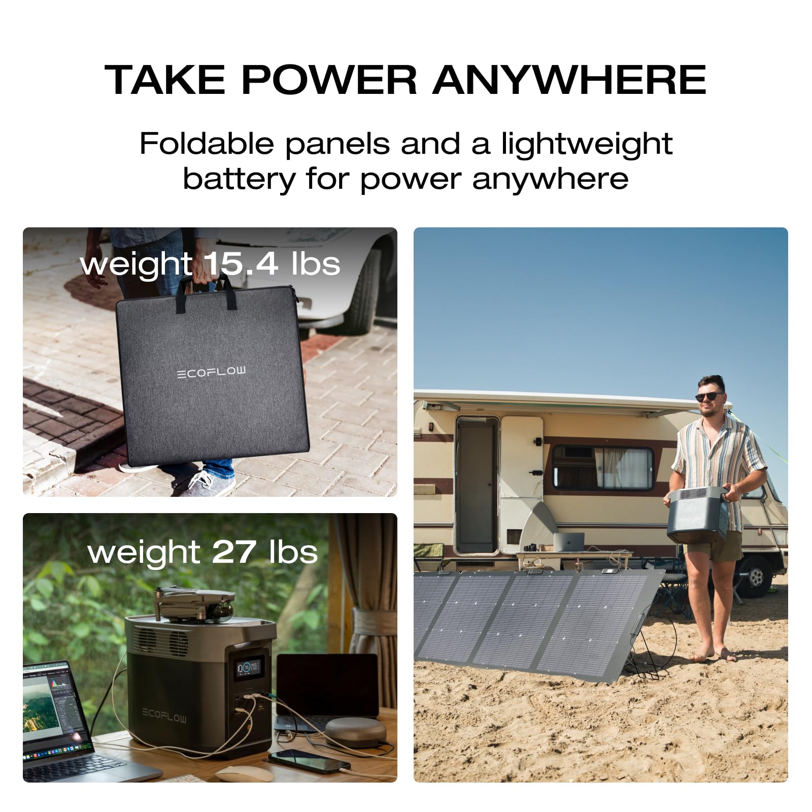 EF ECOFLOW DELTA2 220W Solar Generator Kit with LFP Battery, Fast Charging Portable Power Station - Home Backup Power Supply, Camping, RV & Outdoor Emergency Use