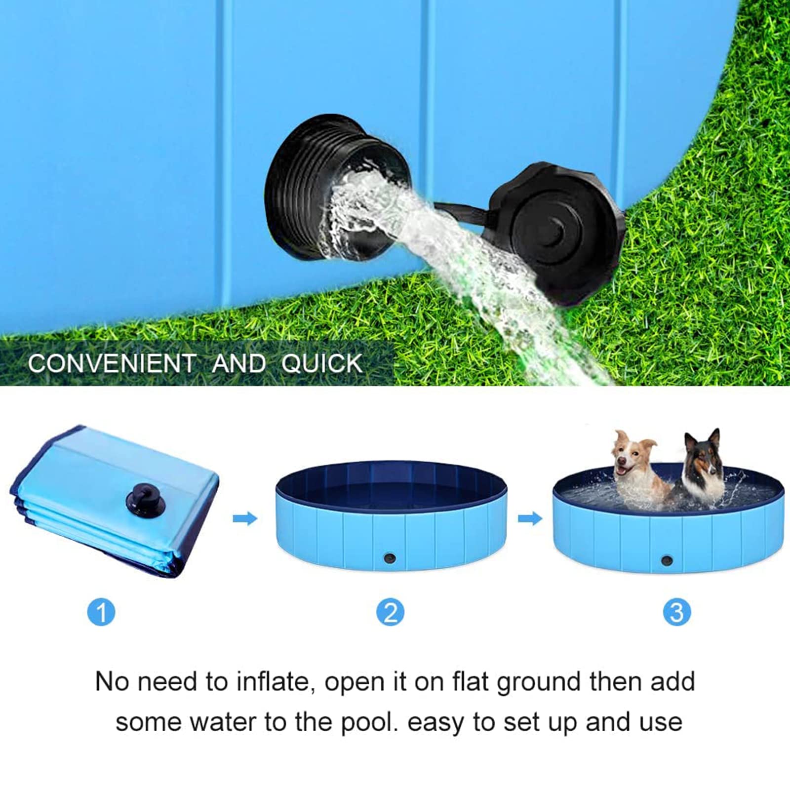 **Foldable Dog Pool - Portable Pet Bathing Tub for Dogs & Cats, Non-Slip PVC Kiddie Swimming Pool for Puppies, Indoor & Outdoor Use - Perfect for Backyard, Beach, and Summer Play**