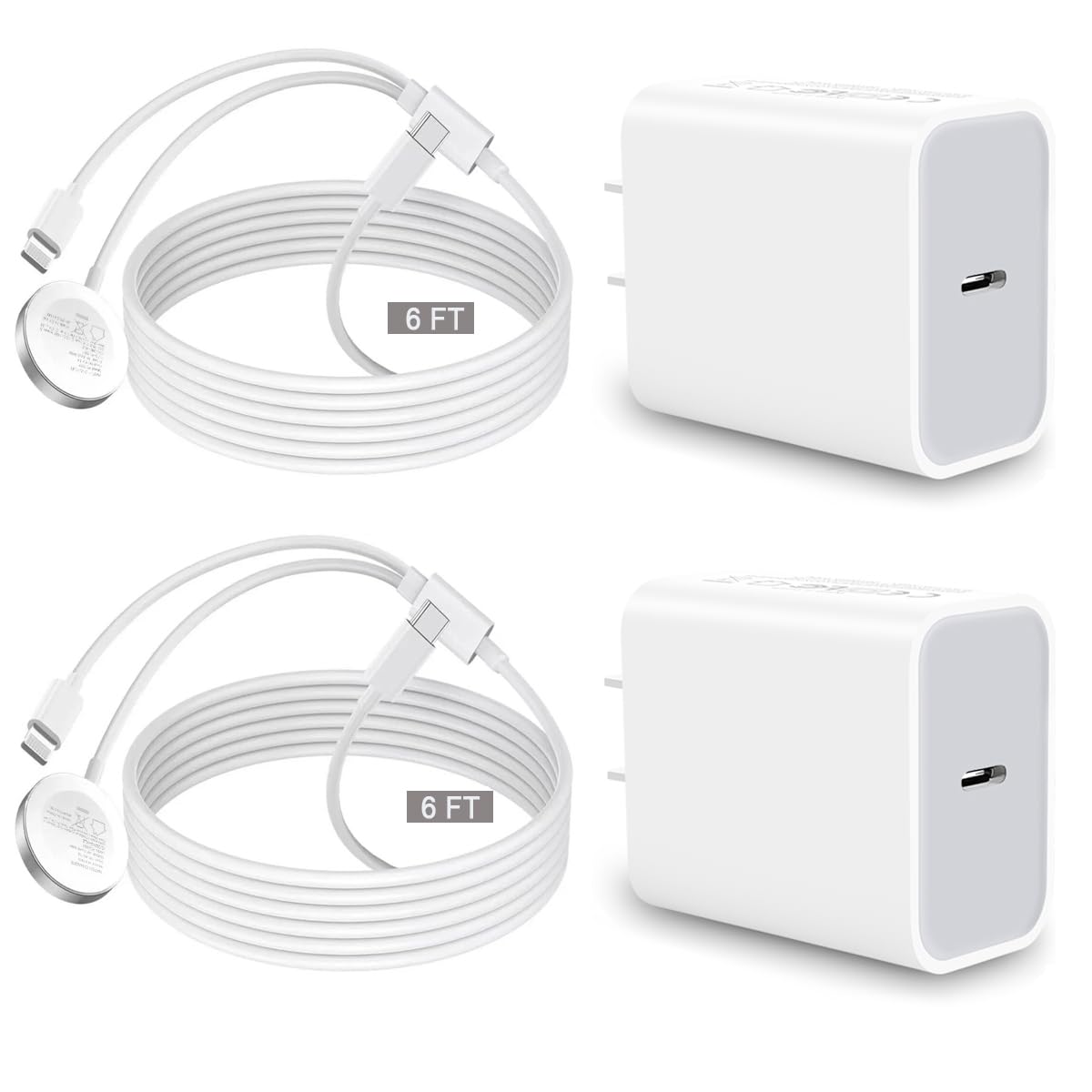 Upgraded Apple Watch & iPhone 2-in-1 Fast Charger - MFi Certified USB C Charging Cable with 20W Power Adapter | Compatible with Apple Watch Series 10/9/8/7/6/SE/5/4 & iPhone 14/13/12/11 | Perfect for Travel, Office & Nightstand Charging