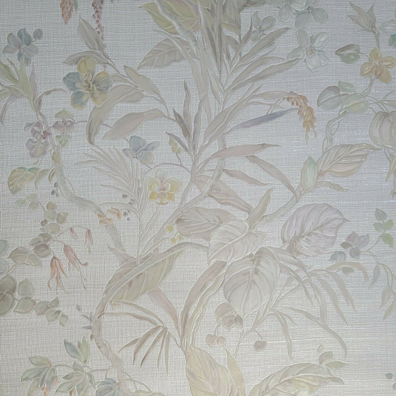Luxury Modern Floral 3D Textured Wallpaper - Neutral Beige Tan Cream Green Faux Fabric Vinyl Covering Roll (2.3x33 ft, 76 sq.ft) - Perfect for Living Room, Bedroom & Home Office Decoration