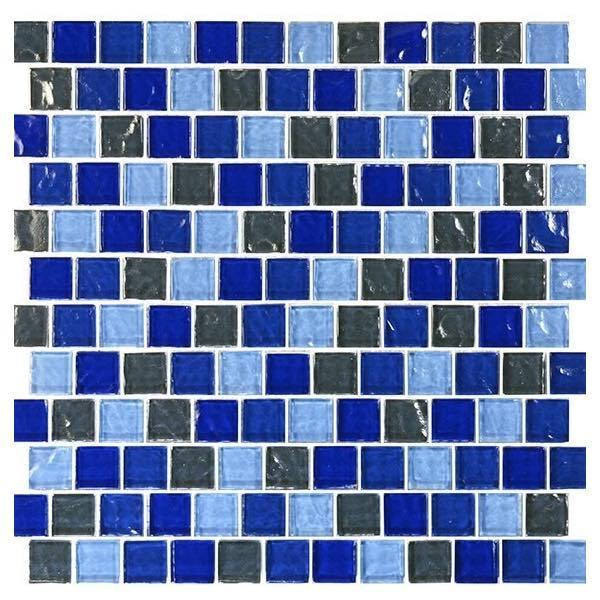 Premium Glass Pool Mosaic Tile - Charcoal & Cobalt Blue 1