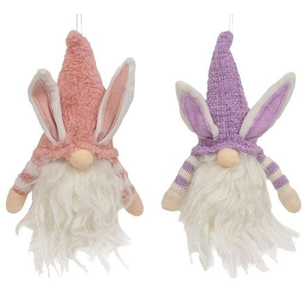 Easter Bunny Gnome Ornament Set of 2 - Striped Christmas Tree Decorations for Easter, Spring & Holiday Home Decor - Perfect for Gift Giving, Mantel Display & Seasonal Festivities