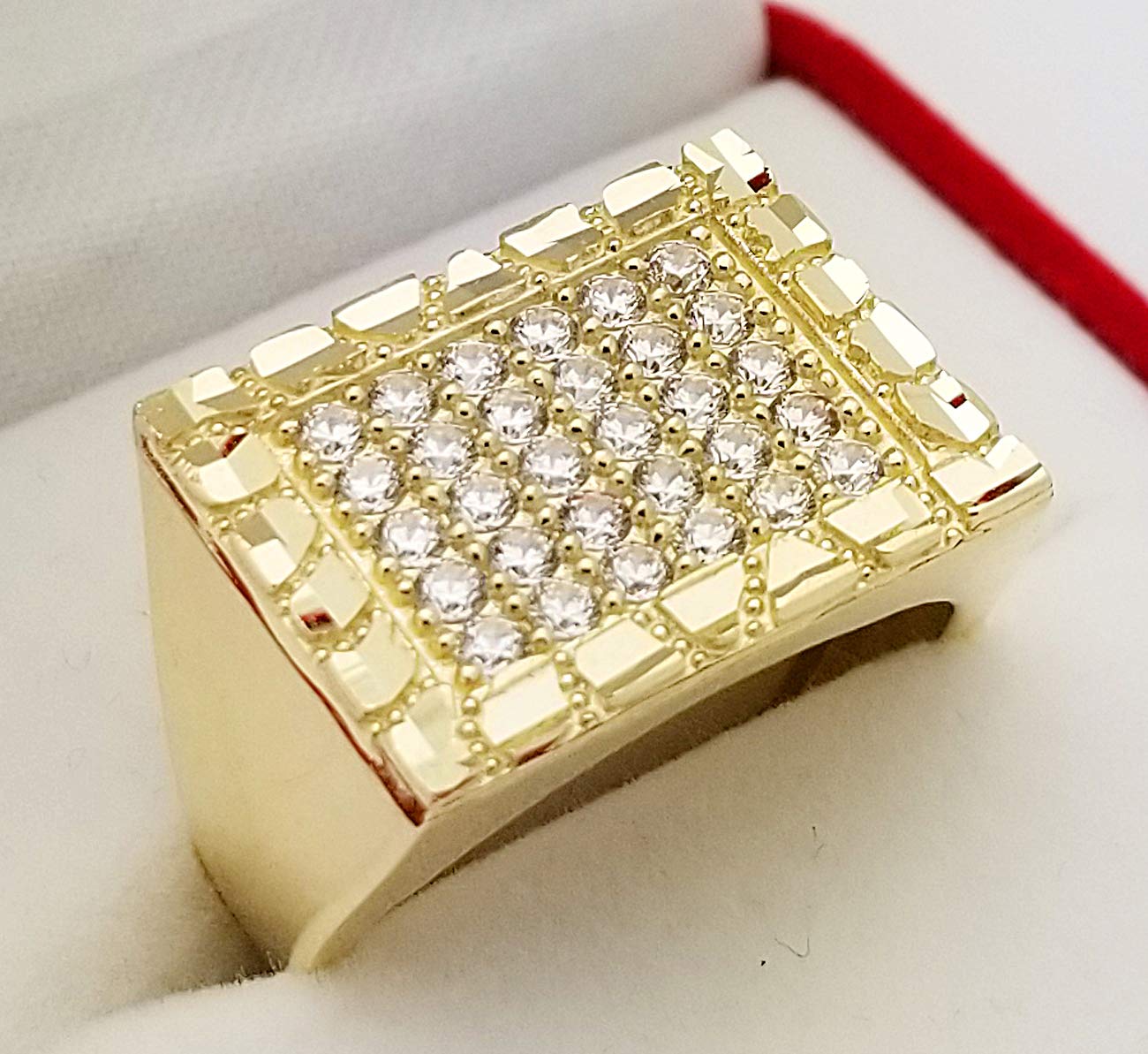 10K Yellow Gold Men's Nugget Frame Ring - Durable & Stylish Wedding Band, Anniversary Gift for Him, Perfect for Everyday Wear & Special Occasions
