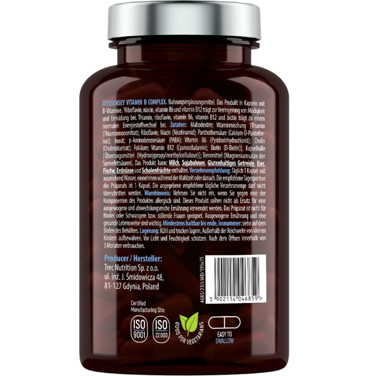 Essensey Vitamin B Complex 90 Capsules - Supports Energy, Metabolism & Brain Health - Daily Supplement for Men & Women - Perfect for Busy Lifestyles & Active Professionals