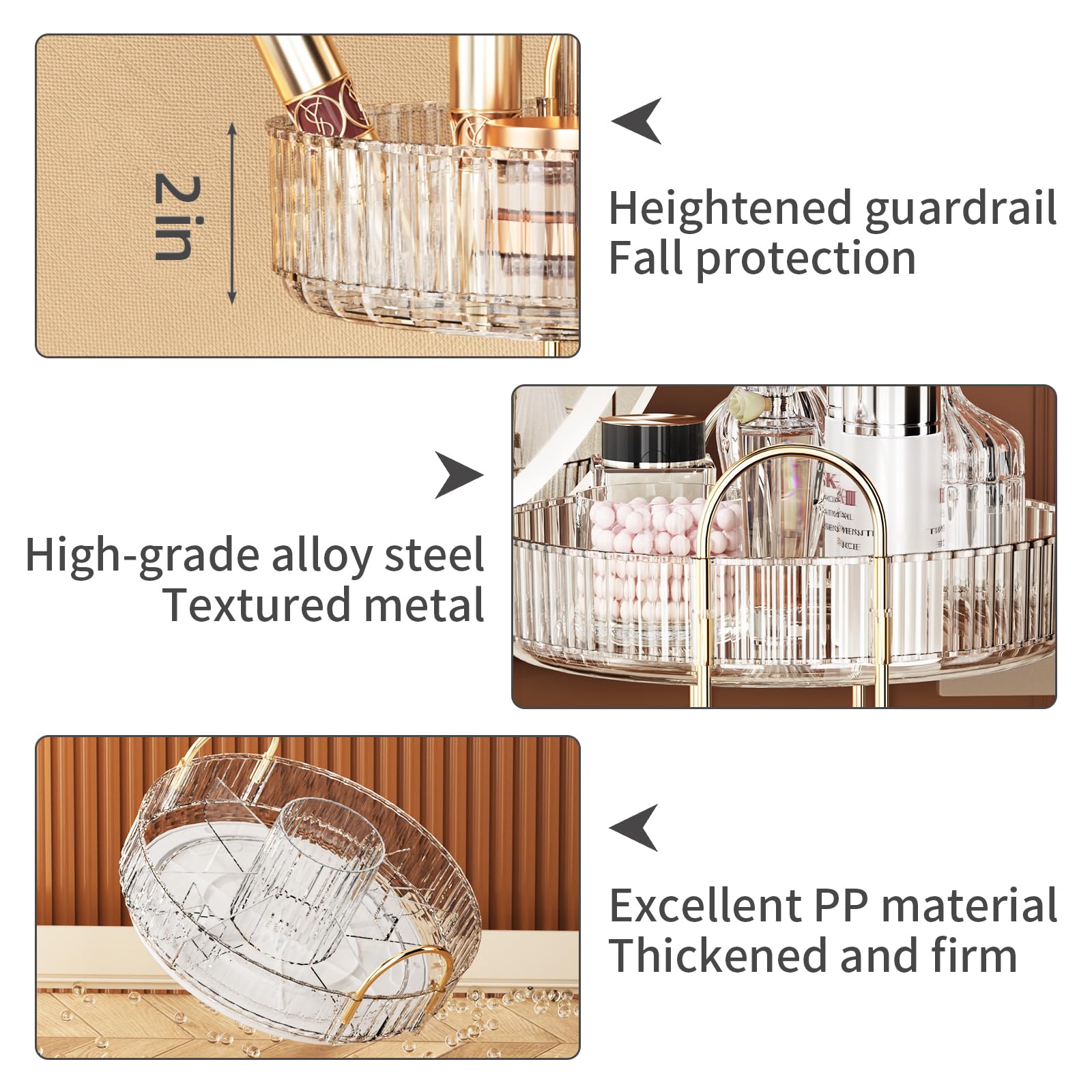 360° Rotating Makeup Organizer with Brush Holder - Large Capacity 2-Tier Cosmetic & Skincare Storage for Perfume, Makeup & Beauty Products - Perfect for Bedroom Vanity, Bathroom Counter & Dresser Organization (White) - Ideal for Daily Beauty Routine & Travel Storage