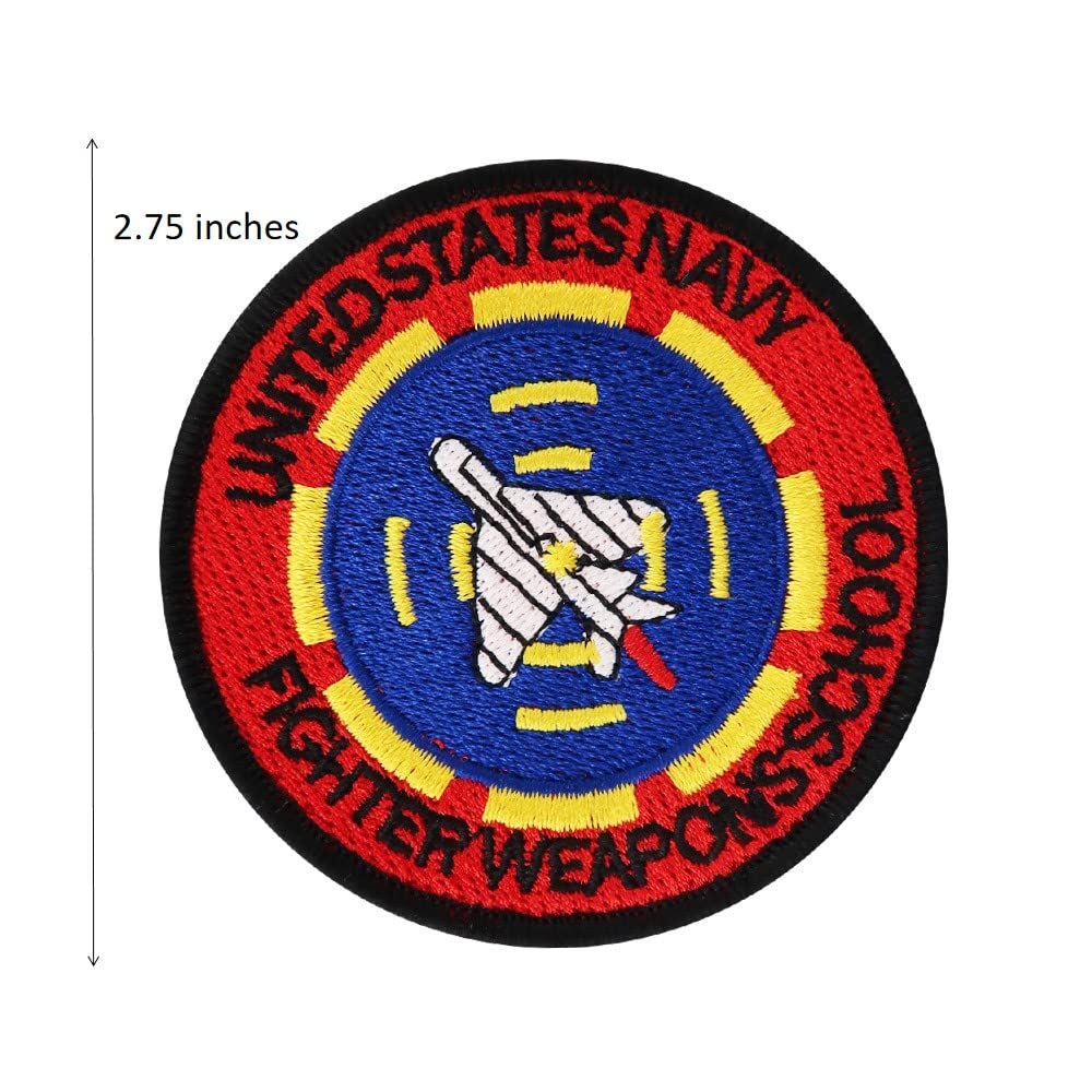 United States Navy Fighter Weapons School Embroidered Iron On Patch Emblem - Military Collectible, Jacket & Backpack Decoration for Aviation Enthusiasts