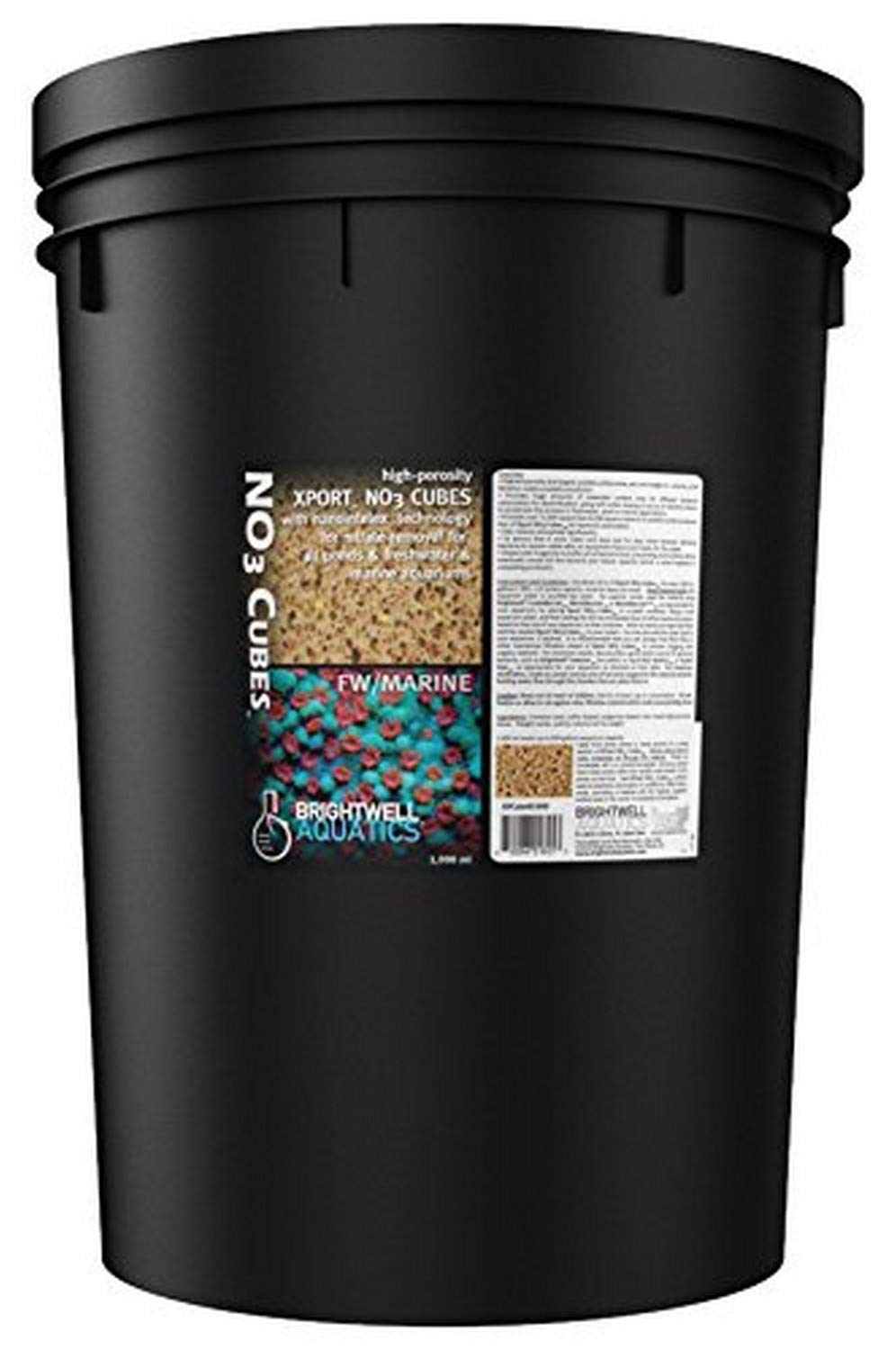 Brightwell Aquatics Xport-NO3 Cubes - ½” Sulfur Doped Activated Denitrification Media for Aquariums (20-L, Model XPCubeN20L) - Ideal for Marine & Reef Tank Nitrate Removal
