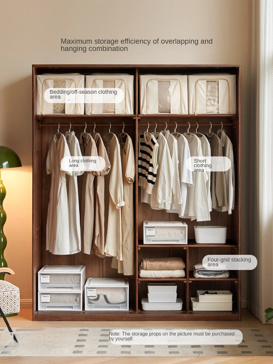 Solid Oak Wood Sliding Door Wardrobe Closet - Modern & Spacious Storage for Bedroom, Walk-In Closet, or Living Room Organization