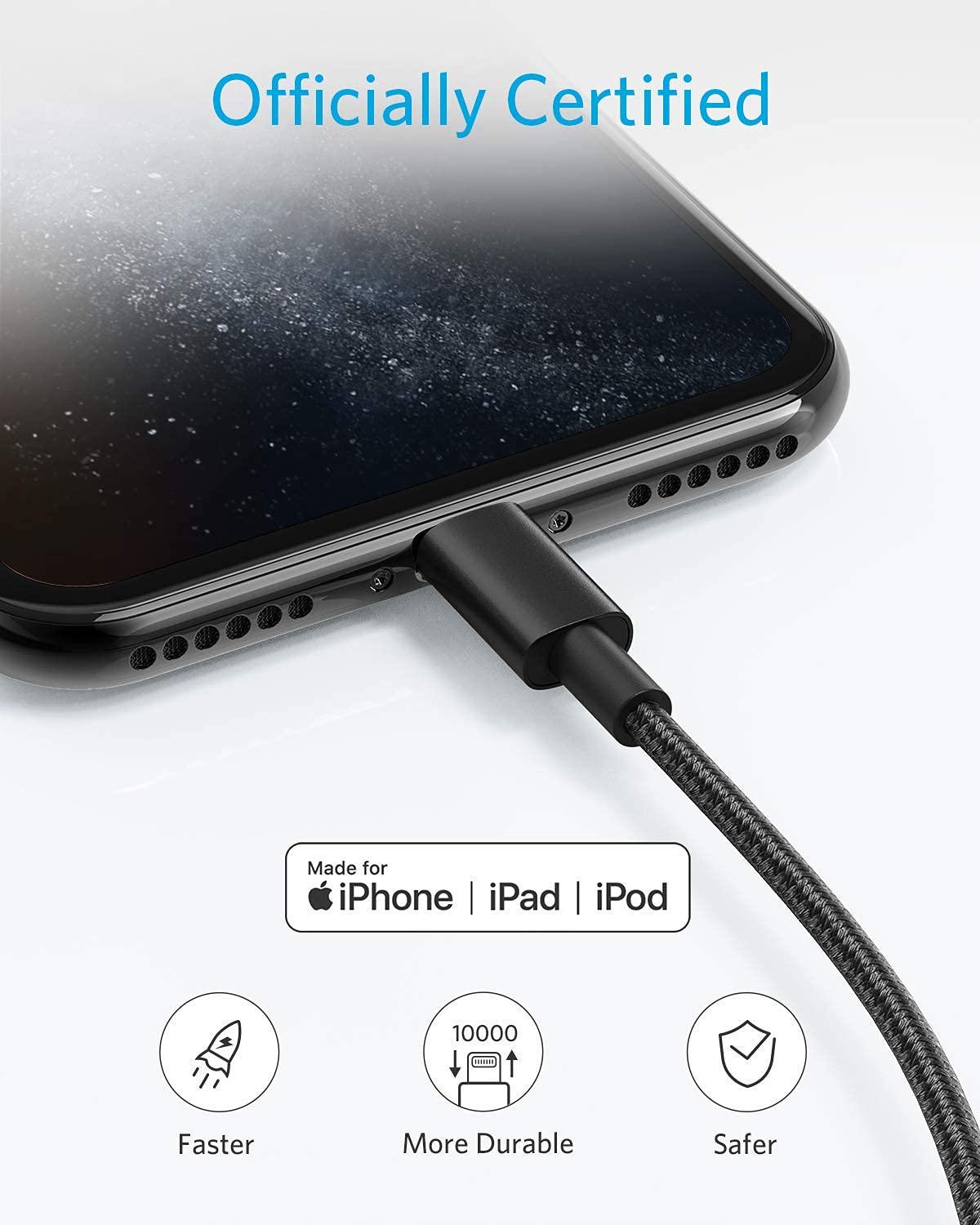 Anker 6ft Premium Nylon Braided Lightning Cable (2-Pack) & Magnetic Cable Holder (2-Pack, Blue) - Durable Fast Charging iPhone Charger for Home, Office, Car, Travel