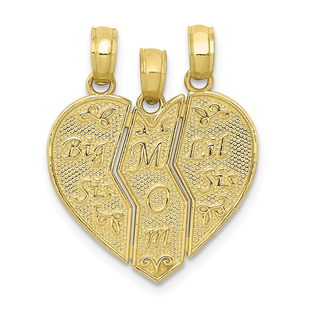 10k Yellow Gold Breakable Heart Charm Pendant for Sister, Mom & Daughter - Perfect for Birthdays, Anniversaries & Mother's Day Gifts