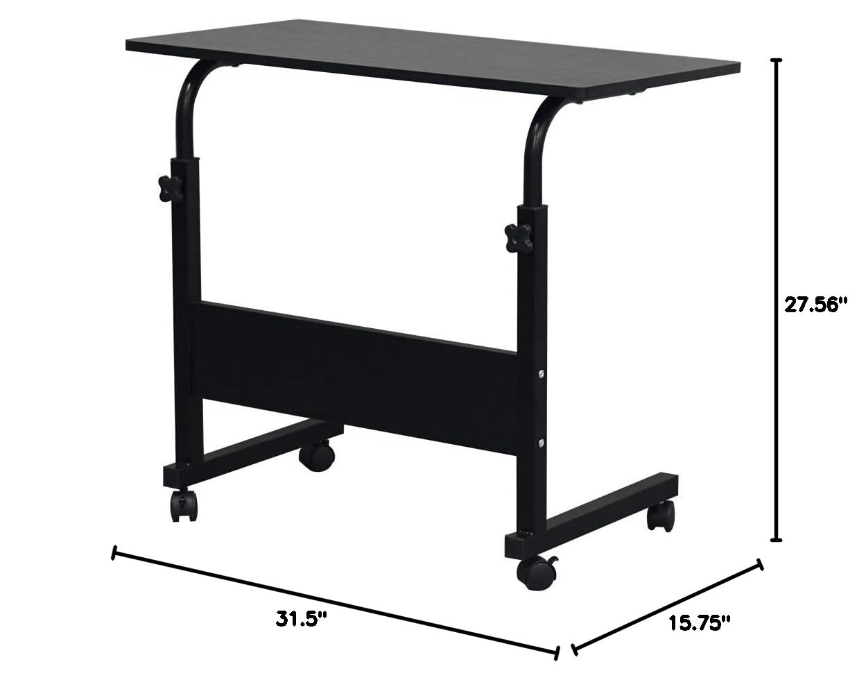 Adjustable Height Mobile Rolling Standing Desk with Wheels - Overbed Table, Teacher Podium, Laptop Computer Cart for Home Office & Classroom (31.5