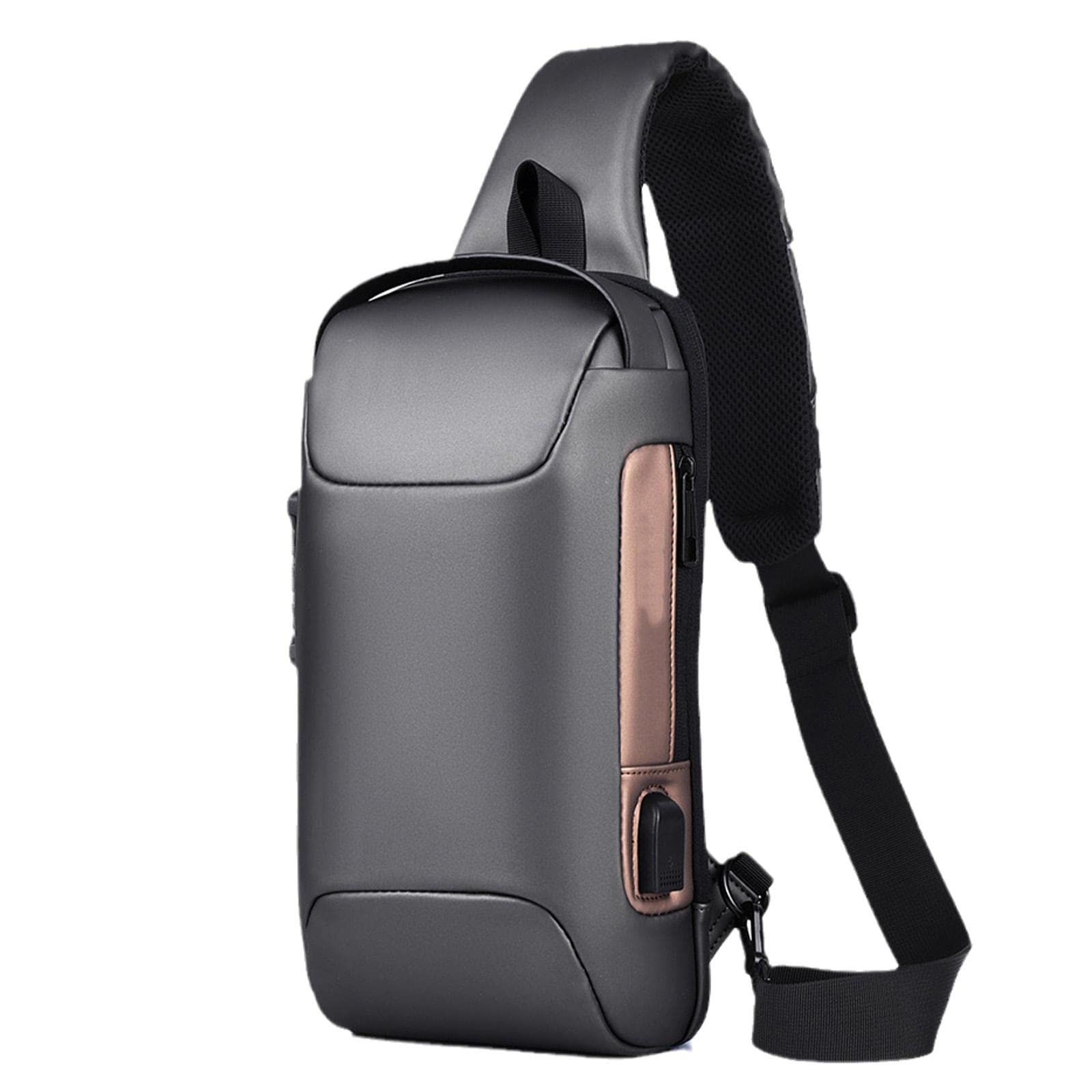 Waterproof Men's Sling Bag with USB Charging Port - Lightweight Chest Shoulder Bag for Sports, Motorcycle Riding, Hiking & Travel - Durable Crossbody Bag for Everyday Use