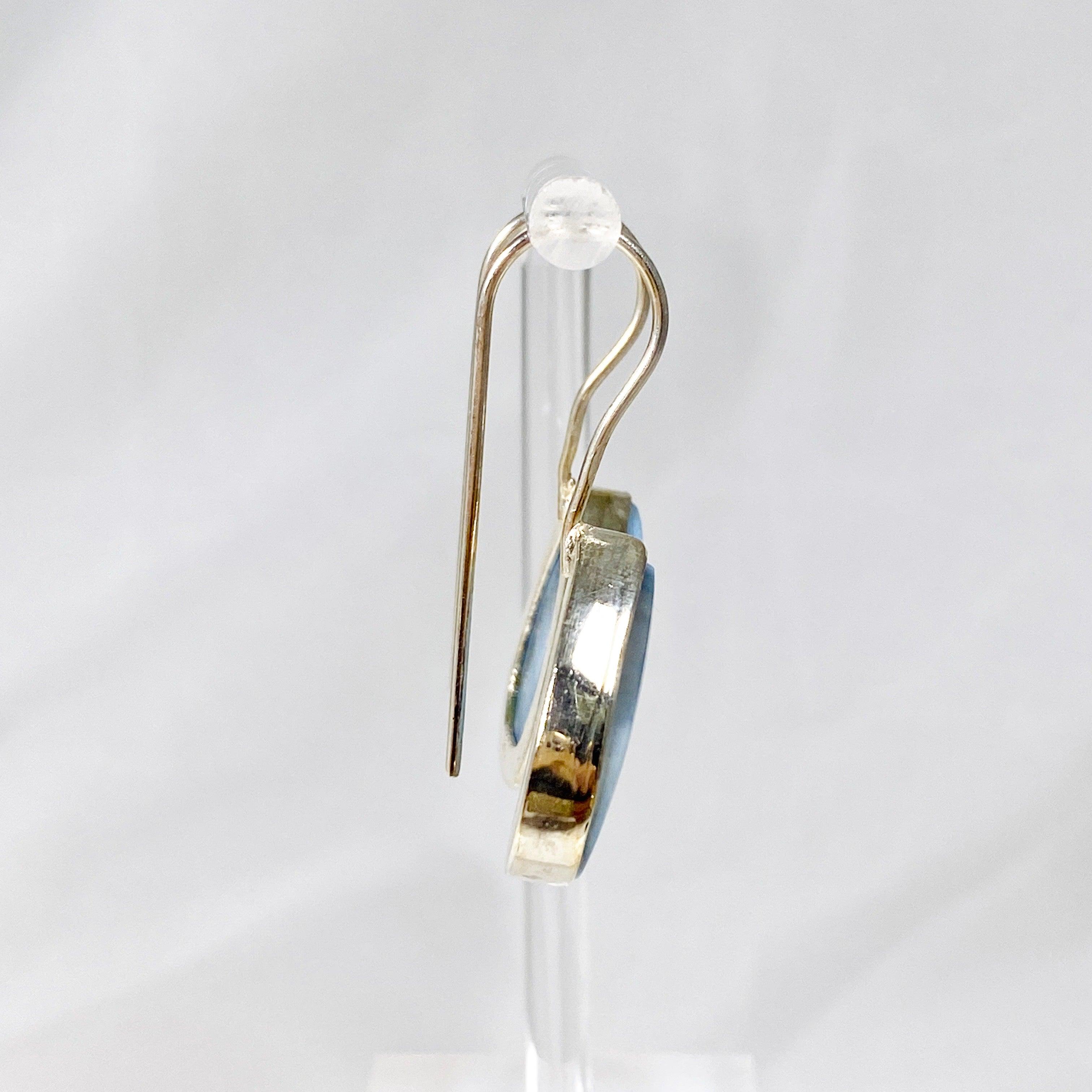Owyhee Blue Opal Teardrop Earrings with Fixed Hook - KEGJ1028 | Elegant Dangle Earrings for Women, Perfect for Weddings, Parties & Special Occasions